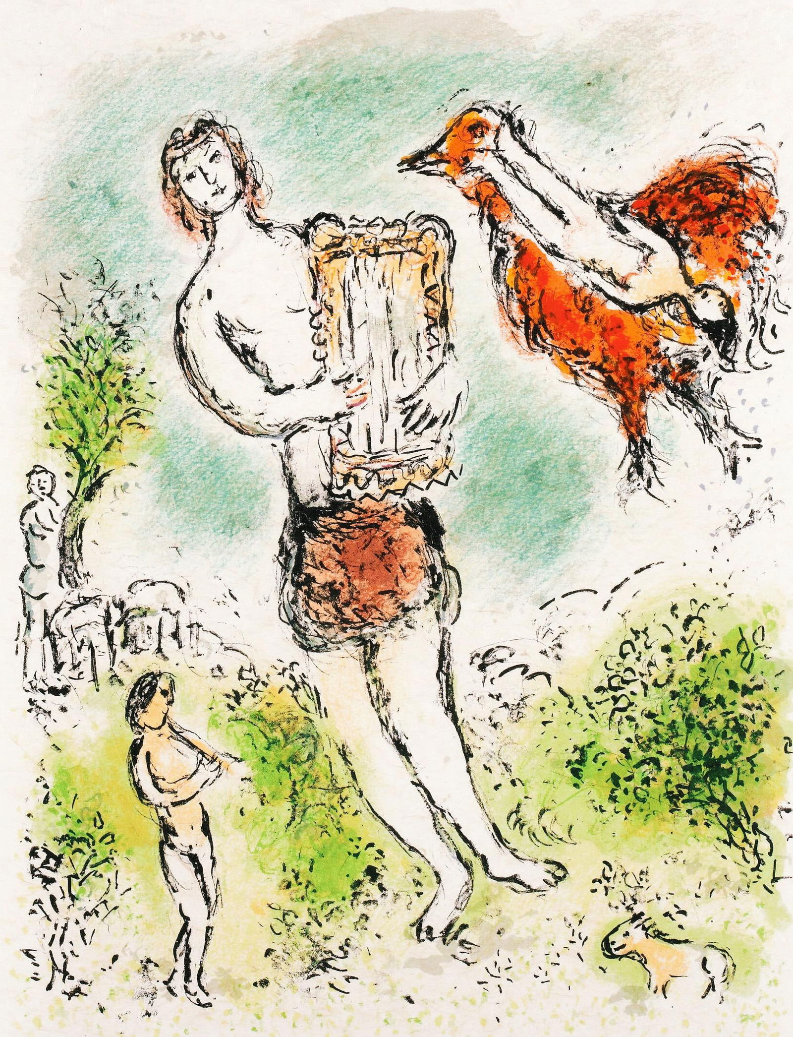 Marc Chagall, Theoclymenus, Homer, Die Odyssee, Limited Edition Lithograph: Lithograph on 250 g/m2 Butten Papierwerke Miliani AG, Fabriano paper. Paper Size: 14.88 x 11.69 inches. Inscription: Unsigned and unnumbered, as issued. Condition: Very good/excellent, consistent with