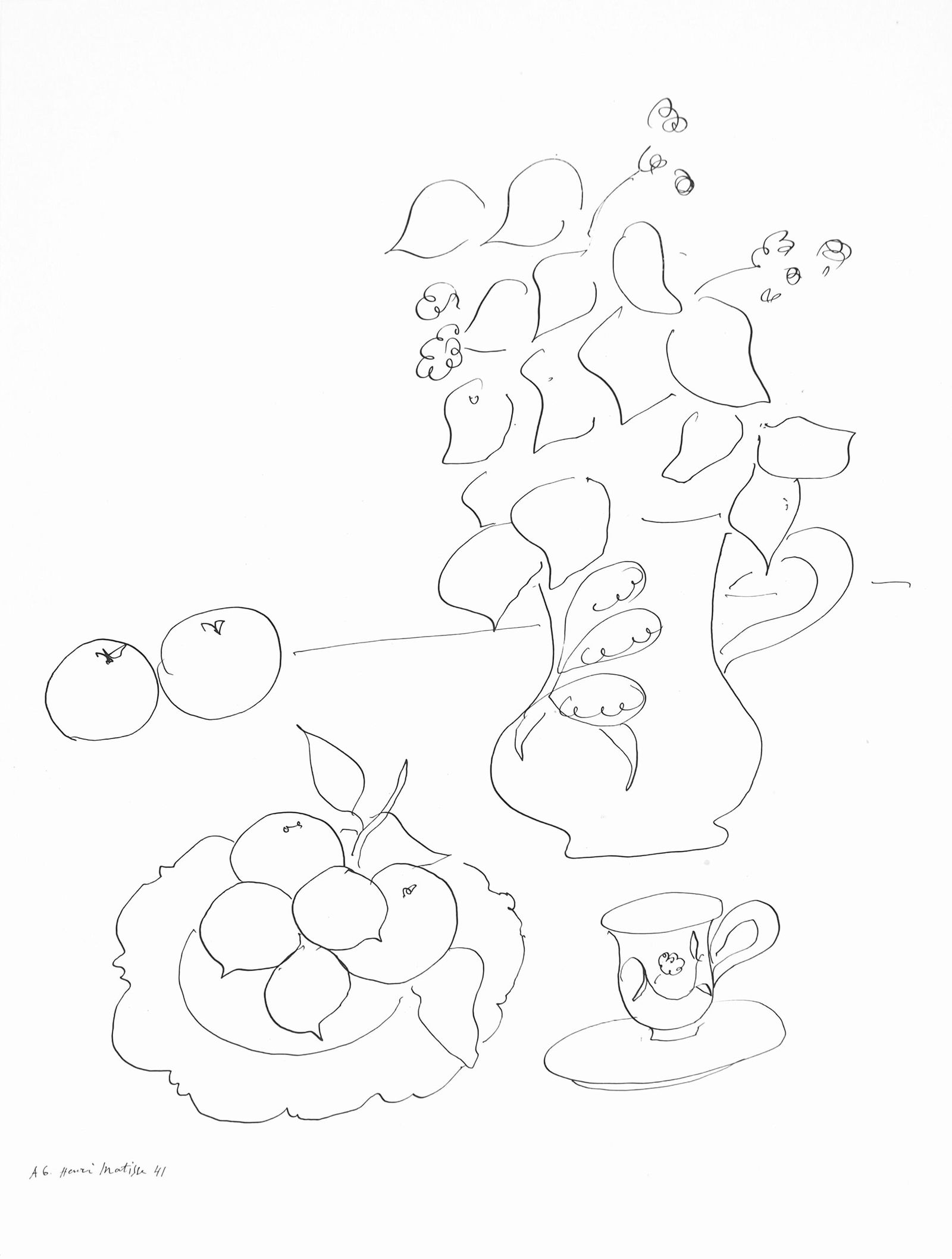 Henri Matisse, Serie A, var. 6 (Duthuit 9), Henri Matisse, Dessins, Themes et variations, Limited: Lithograph on velin pur fil paper. Inscription: Signed in the plate and unnumbered, as issued. Paper Size: 12.875 x 9.625 inches. Catalogue raisonne references: Matisse, Henri, et al. Henri Matisse: C