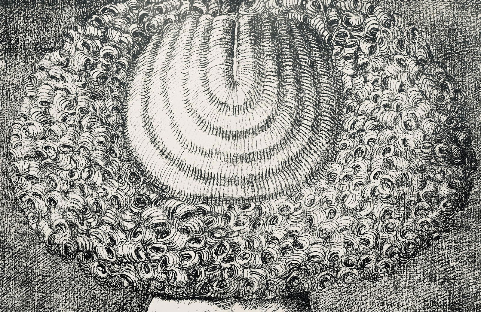 Domenico Gnoli, Composition, Suites no9, Limited Edition Lithograph: Lithograph on velin paper. Paper size: 11.2 x 19.1 inches. Excellent condition, with centerfold, as issued. Inscription: Unsigned and unnumbered, as issued. Notes: From the folio, Suites no9, 1965.