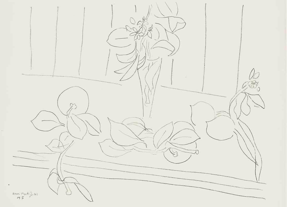 Henri Matisse, Serie M, var. 5 (Duthuit 9), Henri Matisse, Dessins, Themes et variations, Limited: Lithograph on velin pur fil paper. Paper Size: 9.625 x 12.875 inches. Excellent condition. Inscription: Signed in the plate and unnumbered, as issued. Notes: From the folio, Henri Matisse, Dessins, Th