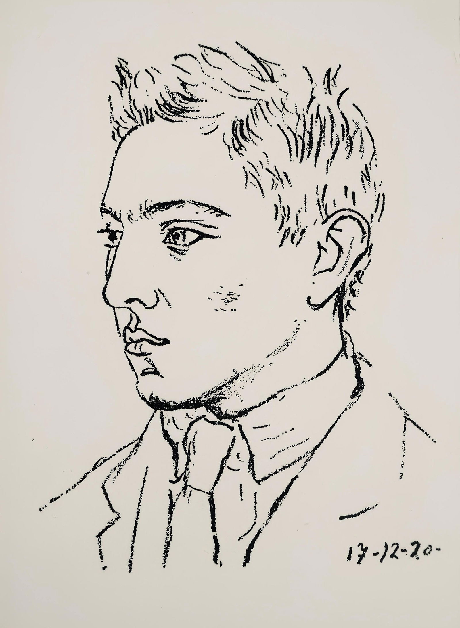 Pablo Picasso, Composition (Bloch 38; Cramer 13), Les Joues en feu, poemes, Limited Edition: Lithograph on velin pur fil Lafuma paper. Paper size: 7.36 x 4.72 inches. Excellent condition. Unsigned and unnumbered, as issued. Notes: From the volume, Les joues en feu, poemes anciens et poemes in