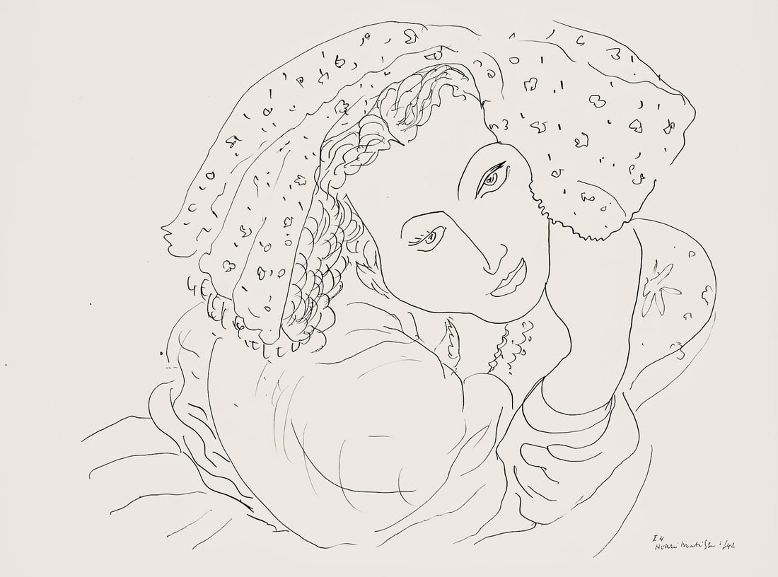 Henri Matisse, Serie I, var. 4 (Duthuit 9), Henri Matisse, Dessins, Themes et variations, Limited: Lithograph on velin pur fil paper. Paper Size: 9.625 x 12.875 inches. Excellent condition. Inscription: Signed in the plate and unnumbered, as issued. Notes: From the folio, Henri Matisse, Dessins, Th
