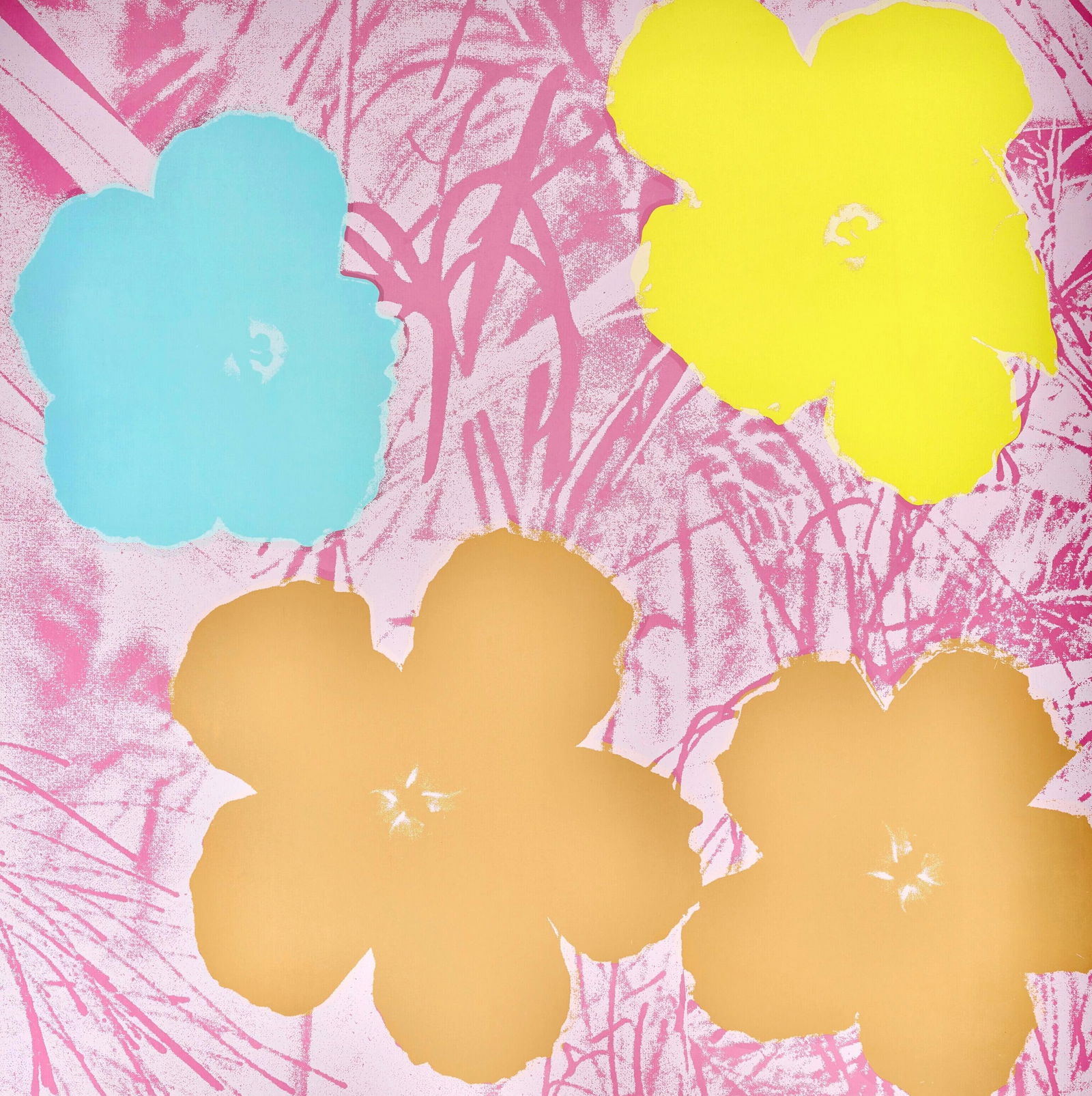 Andy Warhol, Flowers, no70, Official Edition, Sunday B. Morning, Silkscreen: Official edition, Andy Warhol, Sunday B. Morning, silkscreen on museum board. Paper Size: 36 x 36 inches. Excellent condition. Inscription: "published by Sunday B. Morning", and "fill in your own sign