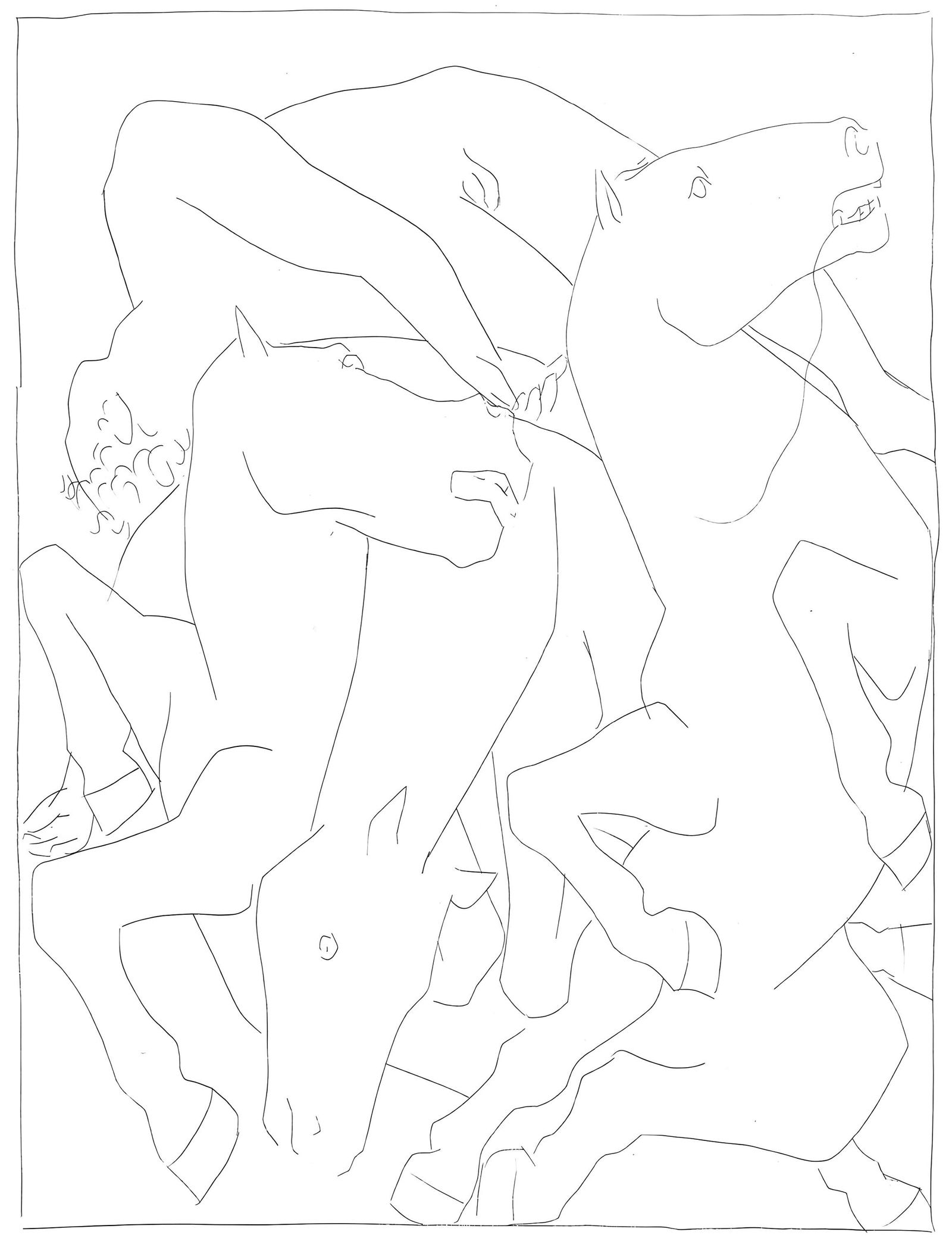 Pablo Picasso, Chute de Phaethon avec le char du soleil, Les Metamorphoses, Limited Edition: Lithograph on velin papier Verge fin blanc des papeteries de Bellerive paper. Paper size: 11.02 x 8.66 inches. Inscription: Unsigned and unnumbered, as issued. Condition: Very good/excellent, consiste