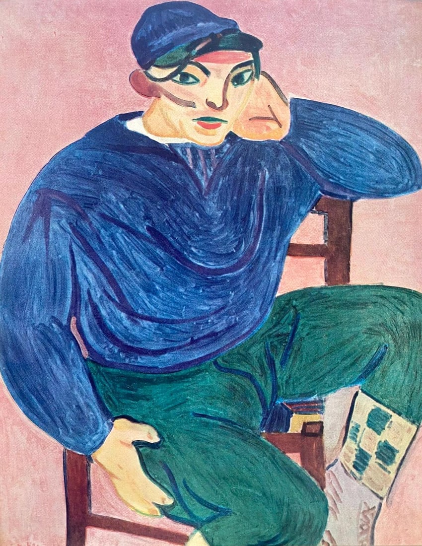 Henri Matisse, Le Jeune Matelot, Portraits par Henri Matisse, Limited Edition Lithograph: Lithograph on velin paper, mounted on velin paper backing sheet, as issued. Paper Size: 12 x 9.25 inches; image size: 9.05 x 7.48 inches. Inscription: Unsigned and unnumbered, as issued. Condition: Ve