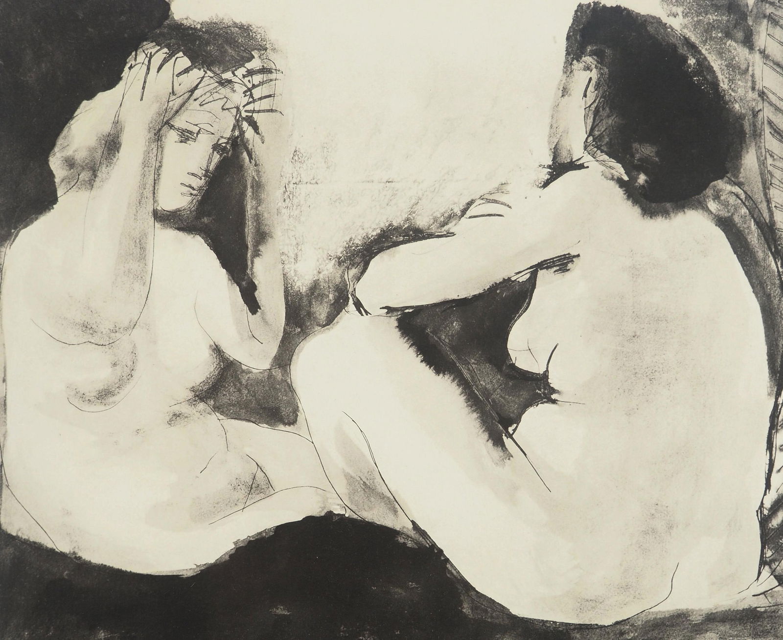 Pablo Picasso, Composition (Orozco 238), Picasso, La flute double, Limited Edition Lithograph: Lithograph and stencil on papier a la cuve du moulin Richard de Bas paper, specialement filigrane pour cette edition. Paper size: 16.5 x 22.5 inches. Excellent condition. Unsigned and unnumbered, as i