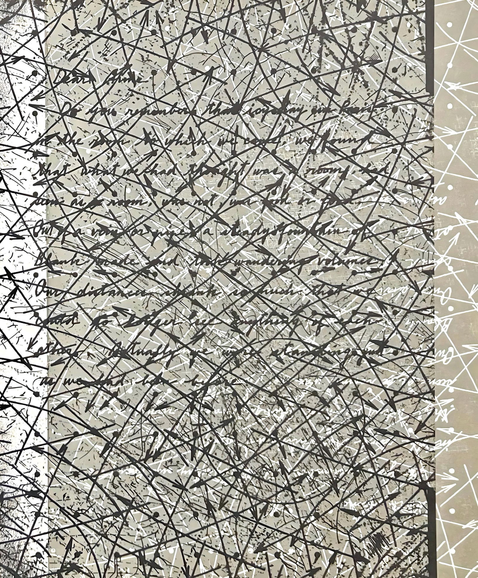 Shusaku Arakawa, Outside blank, Hommage a Aime et Marguerite Maeght, Derriere le miroir, Limited: Lithograph on velin paper. Paper Size: 15 x 22 inches, with centerfold, as issued. Inscription: Unsigned and unnumbered, as issued. Notes: From the folio, Derriere le miroir, N deg 250, Hommage a Aime