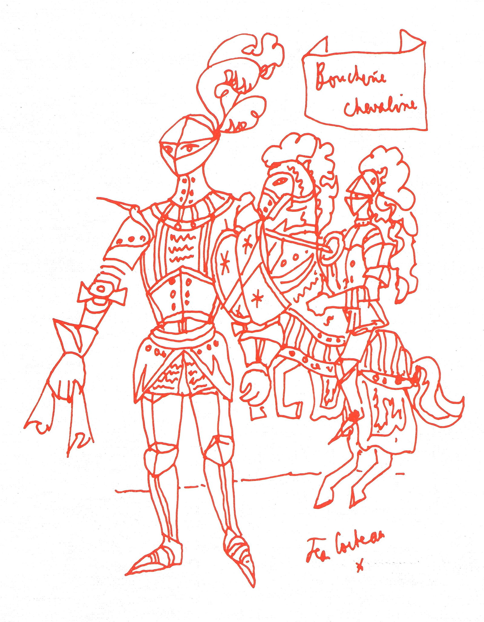 Jean Cocteau, Untitled, from Recipes for a Friend, illustrations by Jean Cocteau, Limited Edition: Jean Cocteau (1889-1963); Sans titre (Untitled), 1964. Lithograph on papier de toile enduit paper. Paper size 12 x 9.45 inches. Signed in the plate and unnumbered, as issued. Printed and published by