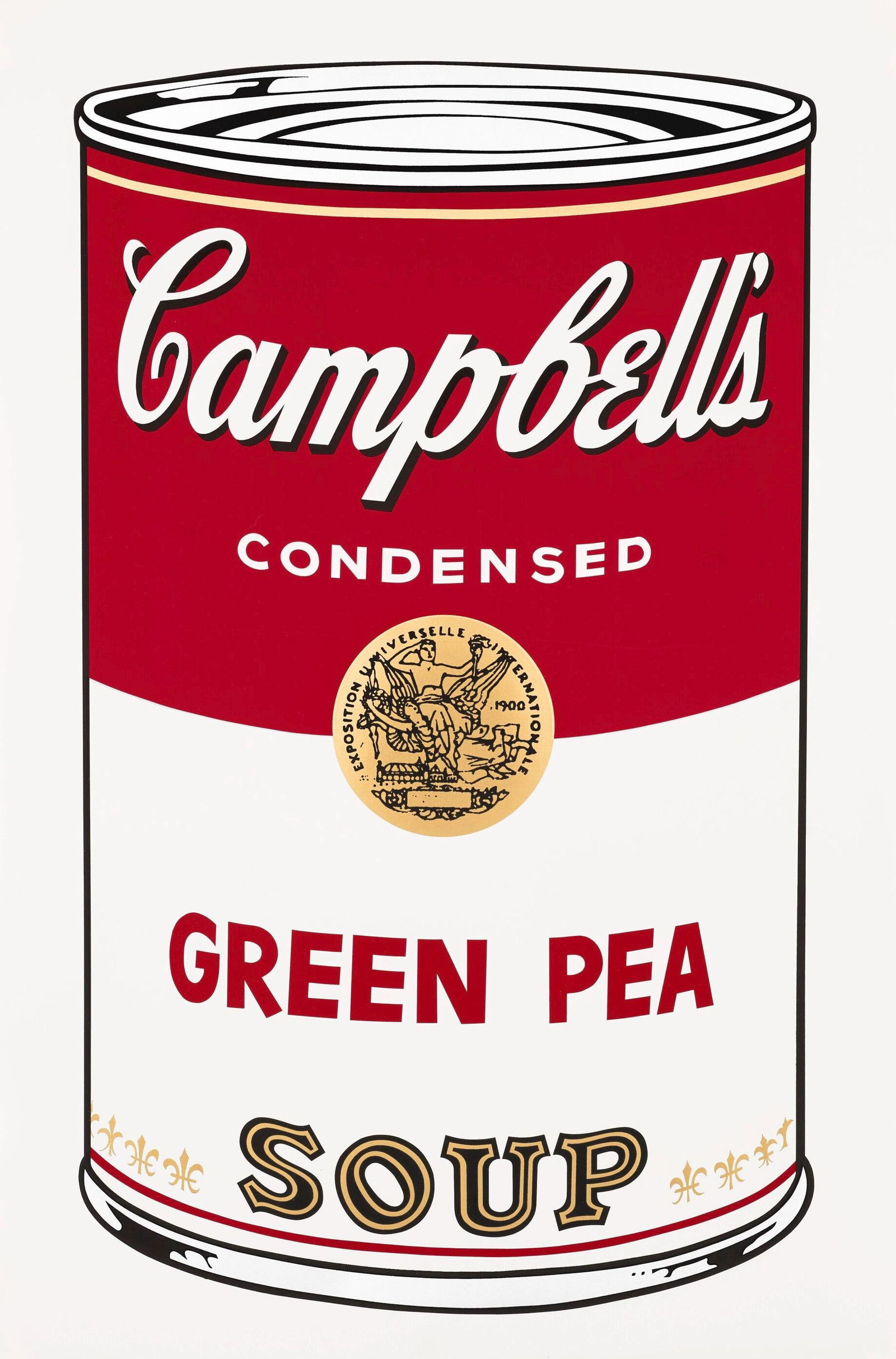Andy Warhol, Campbell's Soup, Green Pea, Official Edition, Sunday B. Morning, Silkscreen: Official edition, Andy Warhol, Sunday B. Morning, silkscreen on museum board. Paper Size: 35 x 23 inches. Excellent condition. Inscription: "published by Sunday B. Morning", and "fill in your own sign