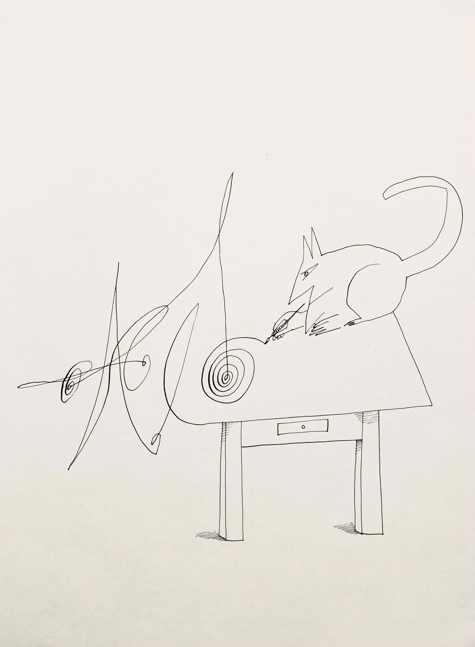Saul Steinberg, Composition, Derriere le miroir, Limited Edition Lithograph: Lithograph on velin paper. Paper Size: 15 x 11 inches. Excellent condition. Inscription: Unsigned and unnumbered, as issued. Notes: From Derriere le miroir, N deg 157, 1966. Published by Aime Maeght,