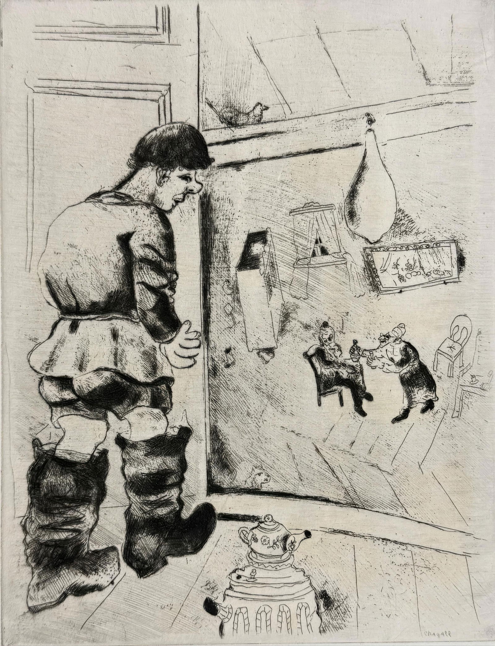 Marc Chagall, Prochka, from Dead Souls, Limited Edition Etching, 1923-1927 (1 of 4)