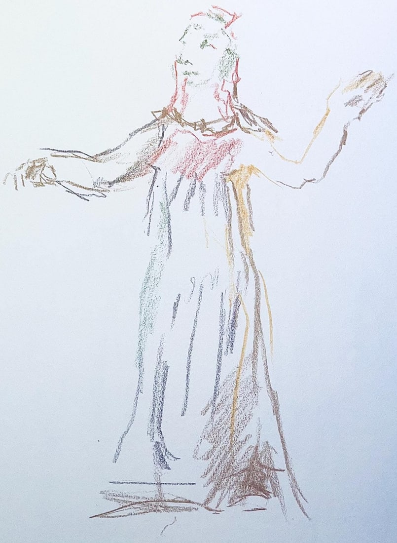 Oskar Kokoschka, Composition, Skizzenbuch der Italienischen Reise 1963, Limited Edition Lithograph: Lithograph on Butten paper. Inscription: Unsigned and unnumbered, as issued. Paper Size: 14.17 x 11.22 inches. Excellent condition. From the volume, Skizzenbuch der Italienischen Reise 1963, 2001. Pub