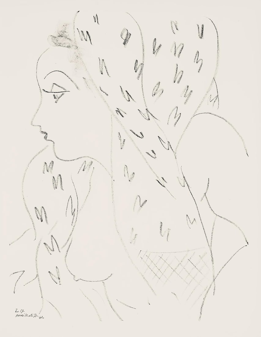 Henri Matisse, Serie L, var. 17 (Duthuit 9), Henri Matisse, Dessins, Themes et variations, Limited: Lithograph on velin pur fil paper. Paper Size: 12.875 x 9.625 inches. Excellent condition. Inscription: Signed in the plate and unnumbered, as issued. Notes: From the folio, Henri Matisse, Dessins, Th