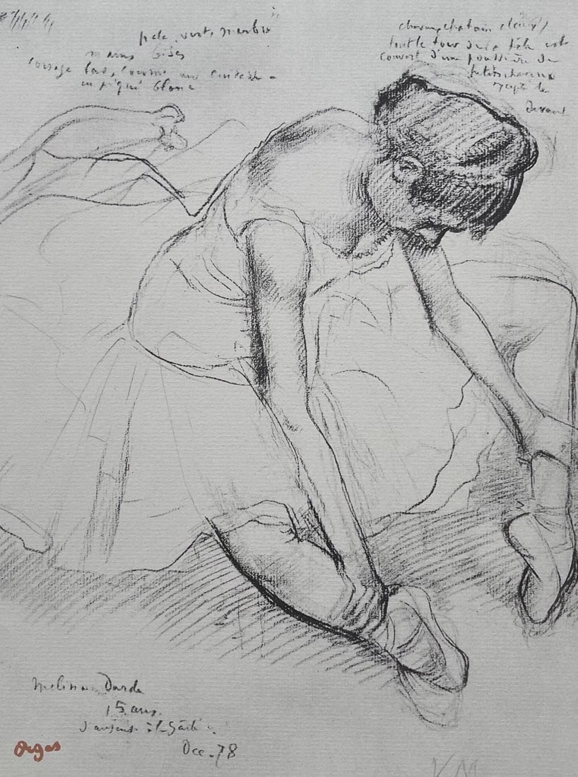 Edgar Degas, Melina Darde, Ten Ballet Sketches, Limited Edition Lithograph: Lithograph and stencil on velin paper. Inscription: Unsigned and unnumbered, as issued. Paper Size: 17 x 13 inches. Excellent condition. Notes: From the folio, Degas, A Portfolio Of 10 Reproductions,