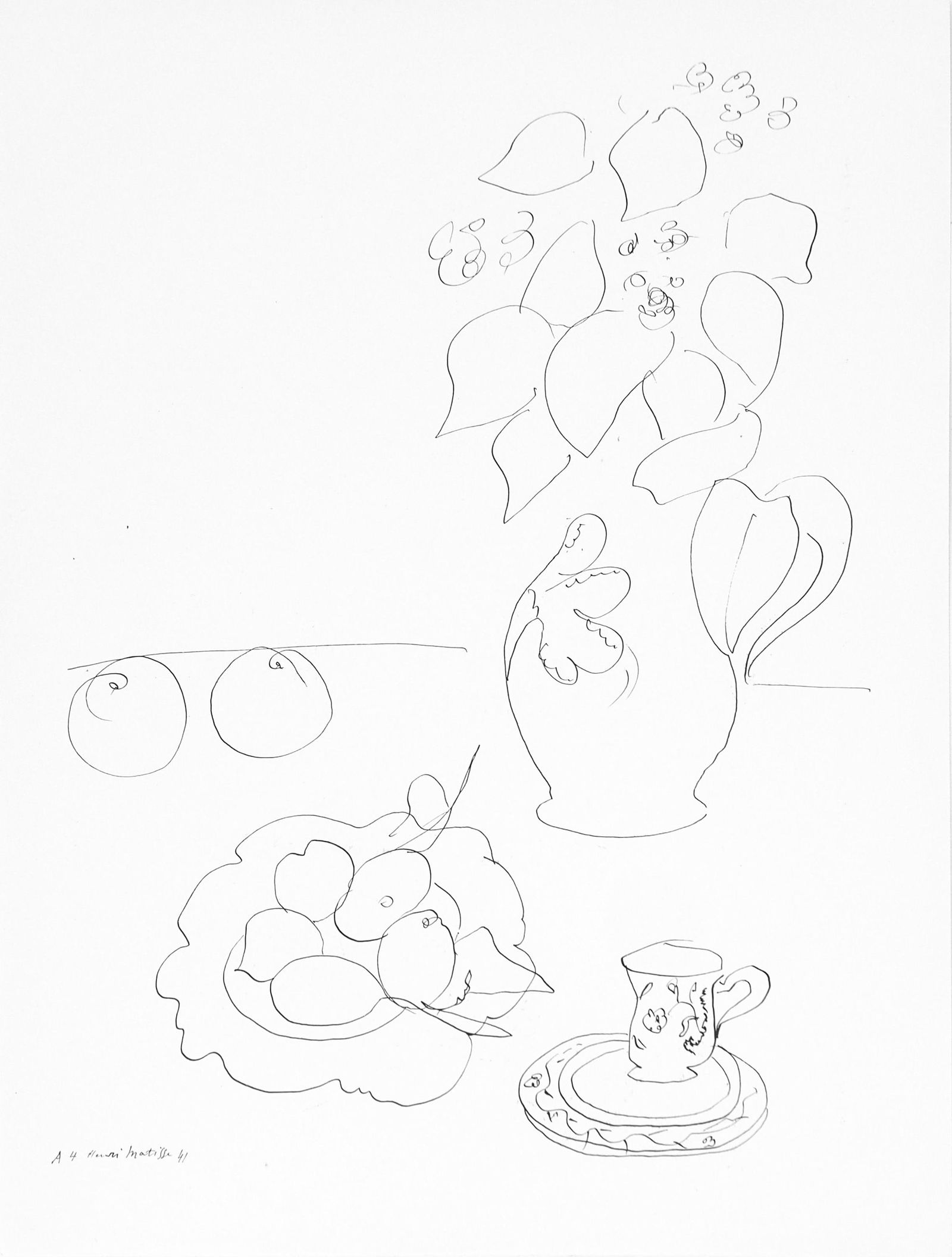 Henri Matisse, Serie A, var. 4 (Duthuit 9), Henri Matisse, Dessins, Themes et variations, Limited: Lithograph on velin pur fil paper. Inscription: Signed in the plate and unnumbered, as issued. Paper Size: 12.875 x 9.625 inches. Catalogue raisonne references: Matisse, Henri, et al. Henri Matisse: C