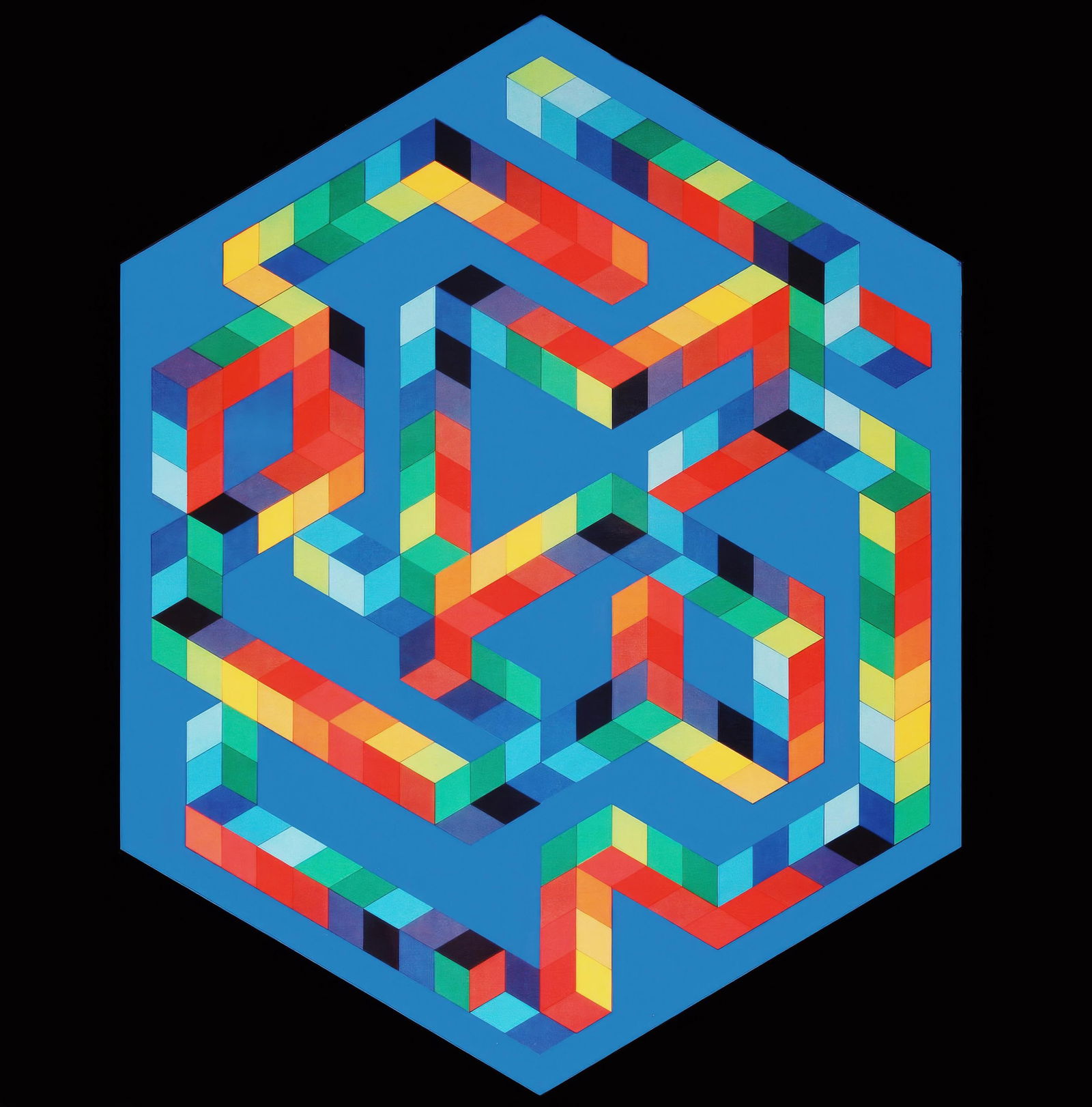 Victor Vasarely, Babel-3, from Progressions I, Original Edition Heliogravure, 1972: This exquisite heliogravure by Victor Vasarely (1906-1997), titled Babel-3, originates from the 1972 folio Progressions I, published and printed by Editions du Griffon, Neuchatel, Switzerland. The com