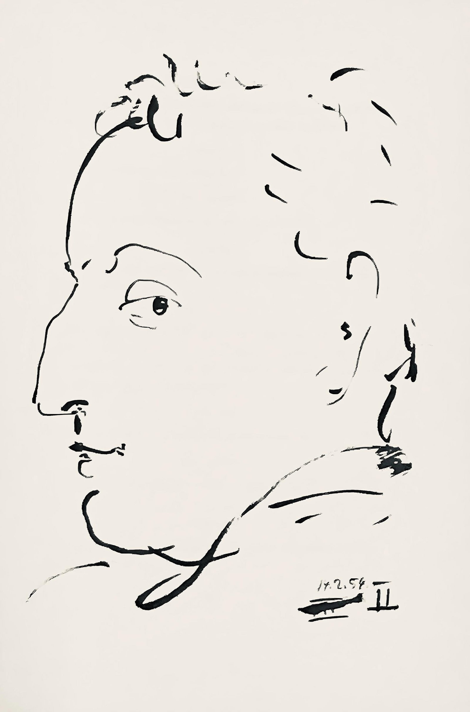 Pablo Picasso, Composition (Horodisch B19), Mystification, Limited Edition Lithograph: Lithograph on velin pur fil Lafuma Navarre paper. Paper size: 10.63 x 7.48 inches. Excellent condition. Inscription: Unsigned and unnumbered, as issued. Notes: From the album, Mystification ou l'Histo