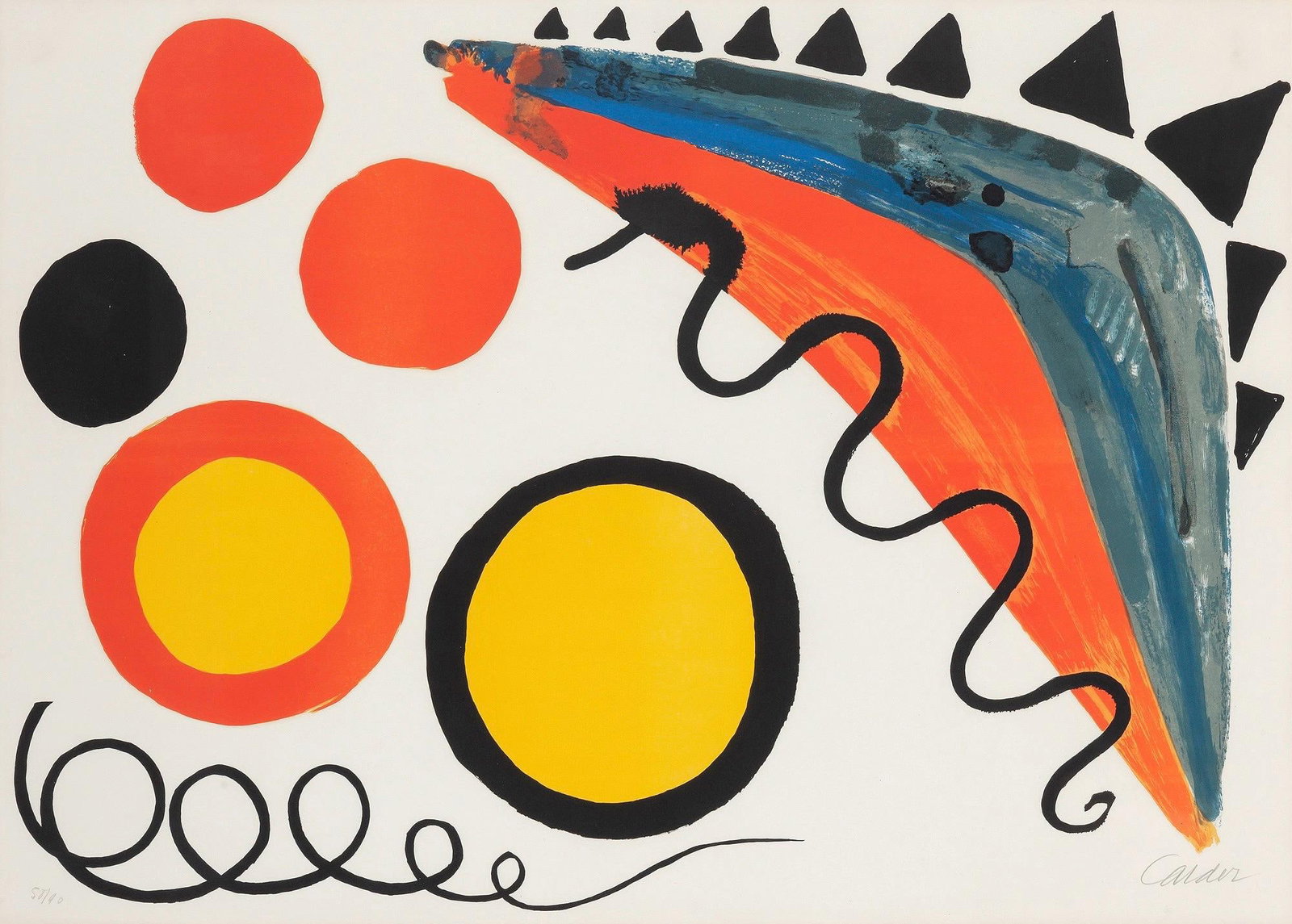 Alexander Calder, Cinq Boules et Deux Serpents, Limited Edition Lithograph (1 of 4)