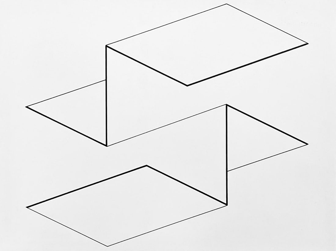 Josef Albers, Composition, Josef Albers Zeichnungen Drawings, Limited Edition Lithograph: Lithograph on smooth velin paper. Paper Size: 9.5 x 12.5 inches. Excellent condition. Inscription: Unsigned and unnumbered, as issued. Notes: From the folio, Josef Albers Zeichnungen Drawings, 1956. P