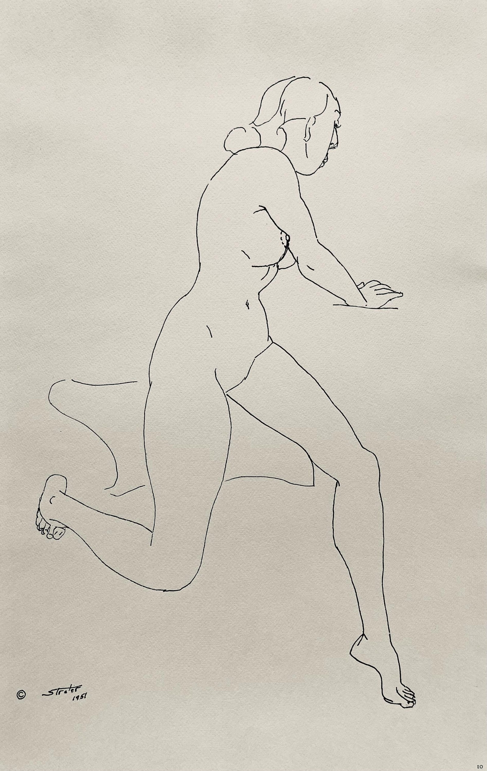 Henry Strater, Composition, 24 Drawings by Henry Strater, Limited Edition Lithograph: Lithograph on velin paper. Signed in the plate and unnumbered, as issued. Paper size: 20.5 x 13.5 inches. Excellent condition. Notes: From the folio, 24 Drawings by Henry Strater, 1963. Published by H