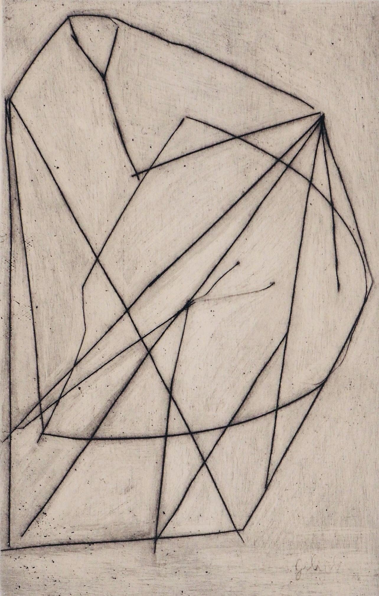 Emile Gilioli, Labyrinthe, Paroles peintes I, Limited Edition Etching (1 of 4)