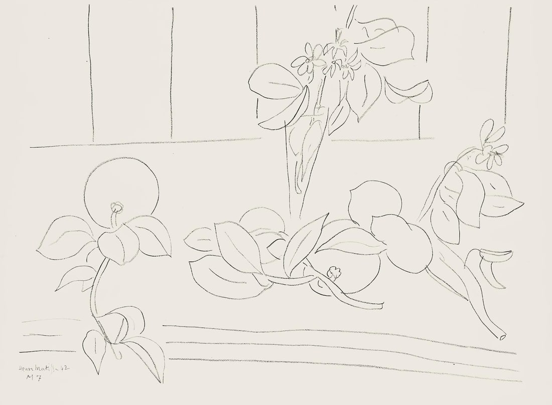 Henri Matisse, Serie M, var. 7 (Duthuit 9), Henri Matisse, Dessins, Themes et variations, Limited: Lithograph on velin pur fil paper. Paper Size: 9.625 x 12.875 inches. Excellent condition. Inscription: Signed in the plate and unnumbered, as issued. Notes: From the folio, Henri Matisse, Dessins, Th