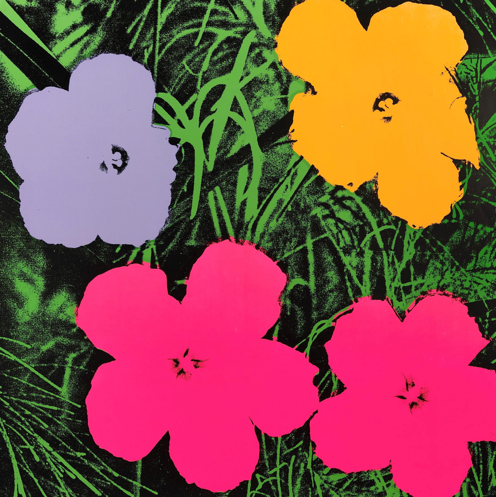 Andy Warhol, Flowers, no73, Official Edition, Sunday B. Morning, Silkscreen: Official edition, Andy Warhol, Sunday B. Morning, silkscreen on museum board. Paper Size: 36 x 36 inches. Excellent condition. Inscription: "published by Sunday B. Morning", and "fill in your own sign