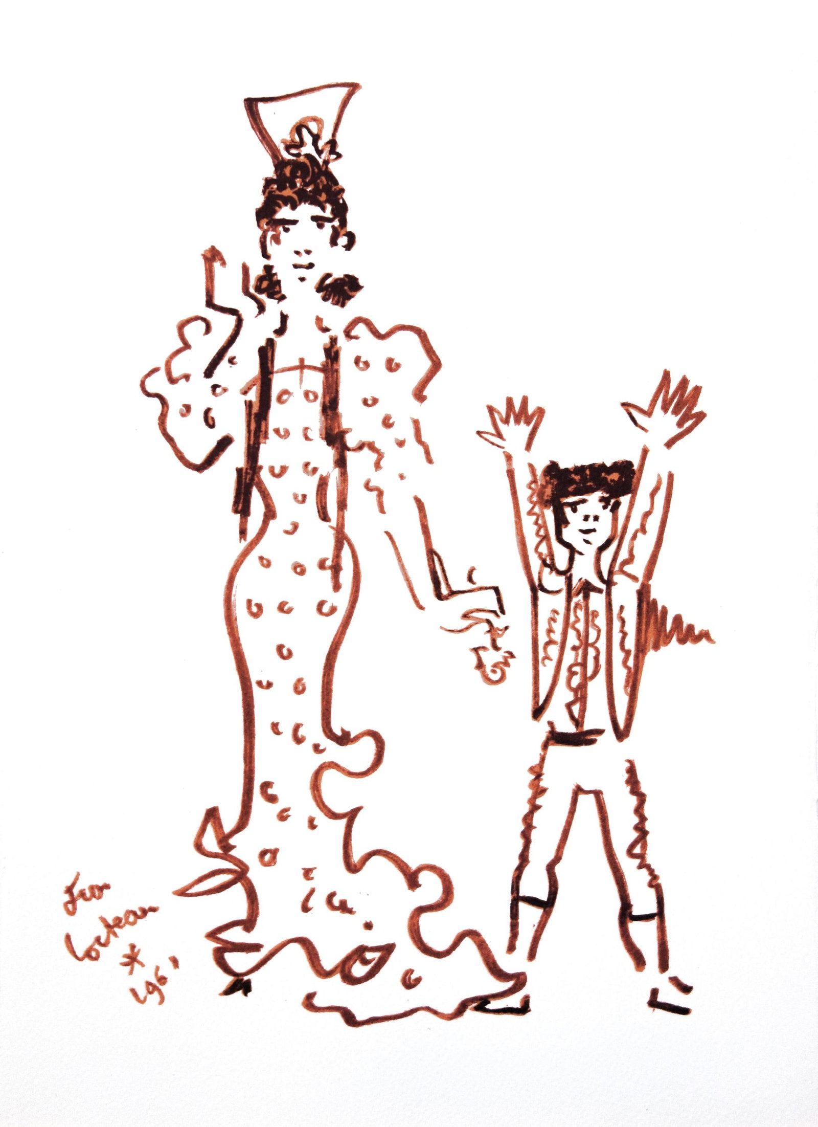 Jean Cocteau, La superstition, Taureaux, Lithographies de Jean Cocteau, Limited Edition Lithograph: Lithograph on velin de Rives paper. Paper Size: 15 x 11 inches. Inscription: Signed in the plate and unnumbered, as issued. Condition: Very good/excellent, consistent with age. Notes: From the folio,