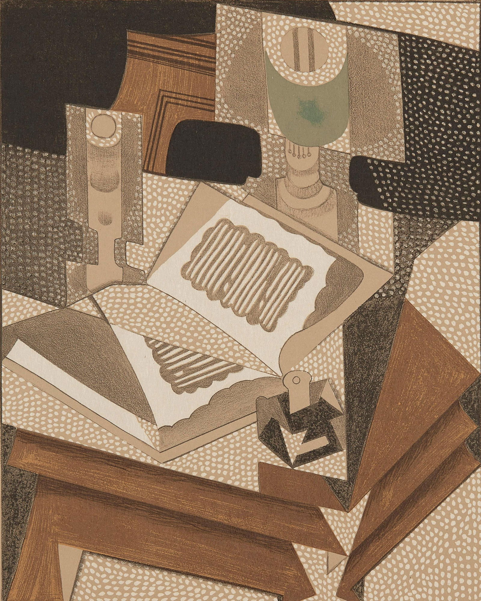 Juan Gris, Le Livre (Kahnweiler 1969), Au Soleil du Plafond, Limited Edition Lithograph: Lithograph on velin d'Arches paper. Paper size: 16.5625 x 12.625 inches. Excellent condition. Inscription: Unsigned and unnumbered, as issued. Notes: From the folio, Au Soleil du Plafond, 1955. Publis