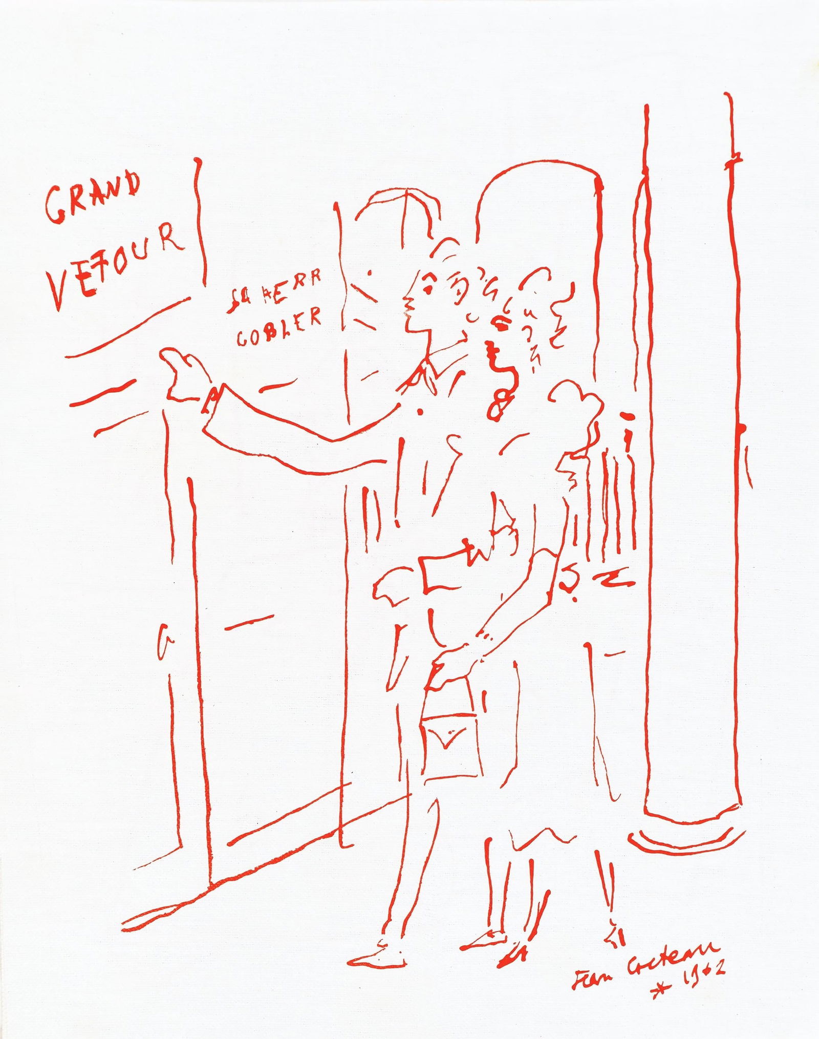 Jean Cocteau, Untitled, from Recipes for a Friend, illustrations by Jean Cocteau, Limited Edition: Jean Cocteau (1889-1963); Sans titre (Untitled), 1964. Lithograph on papier de toile enduit paper. Paper size 12 x 9.45 inches. Signed in the plate and unnumbered, as issued. Printed and published by