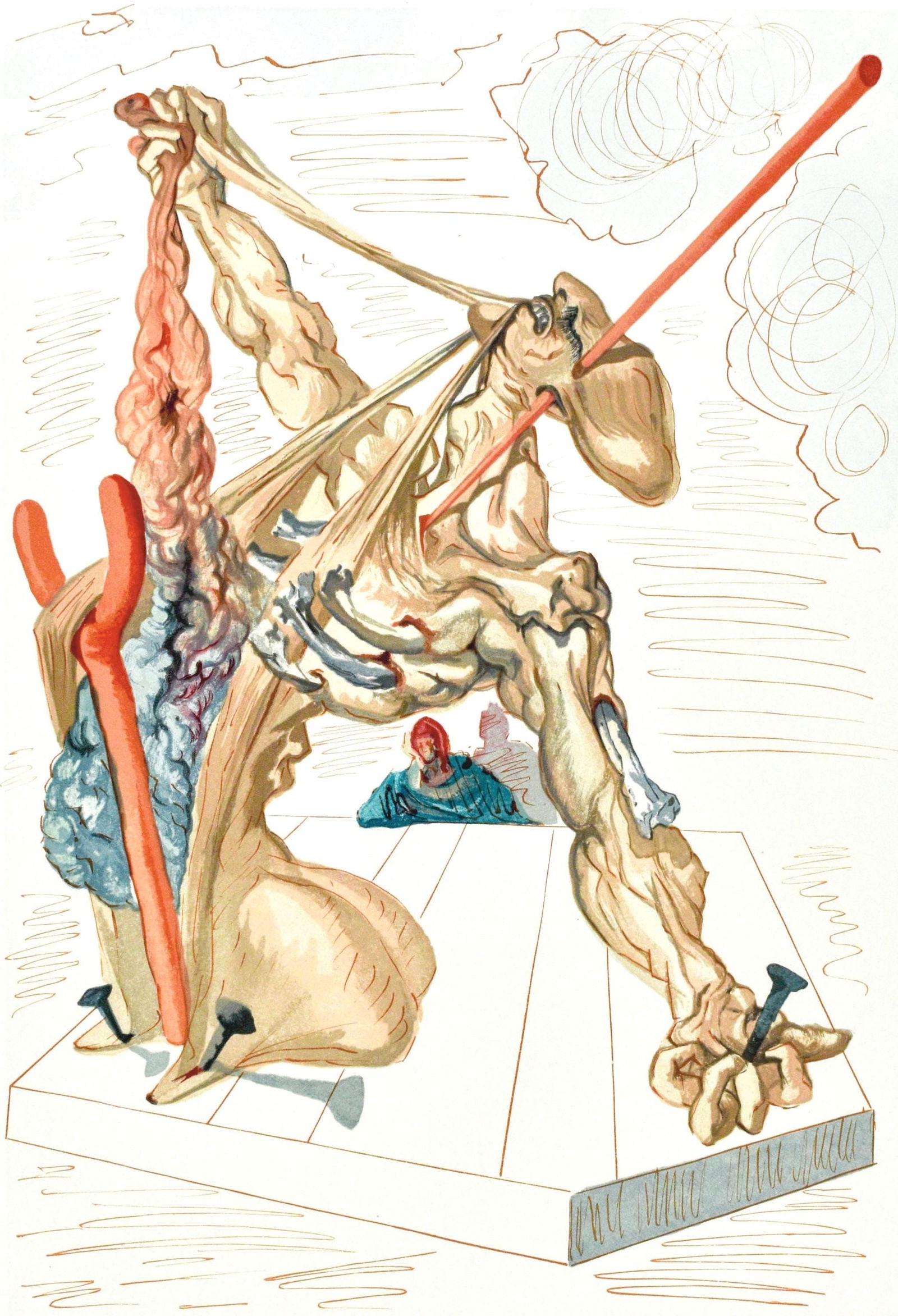 Salvador Dali, Inferno XXIX (Michler/Lopsinger 1039-1138; Field 189-200), La Divina Commedia,: Woodcut in colors on velin pur chiffon de Rives paper. Paper size: 13 x 10.375 inches. Inscription: Unsigned and unnumbered, as issued. Catalogue raisonne references: Dali, Salvador, et al. Salvador D