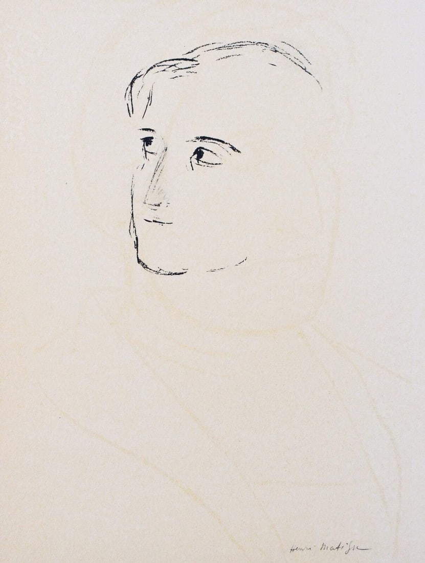 Henri Matisse, Mademoiselle Etta Cone, Portraits par Henri Matisse, Limited Edition Heliogravure: Heliogravure on velin paper, mounted on velin paper backing sheet, as issued. Paper Size: 12 x 9.25 inches; image size: 9.05 x 6.69 inches. Inscription: Signed in the plate and unnumbered, as issued.