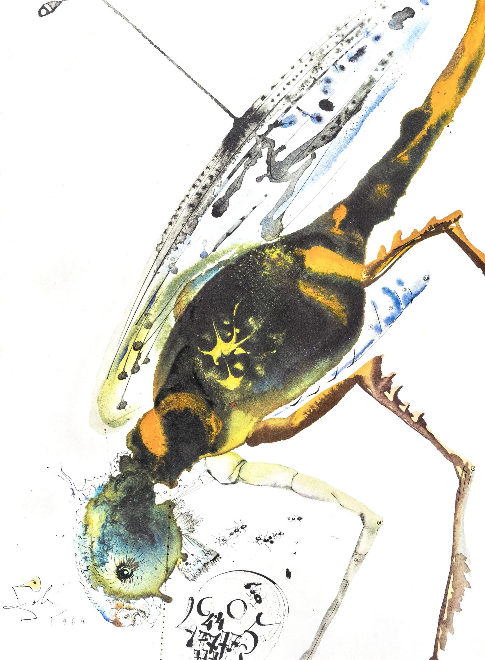 Salvador Dali, Composition (Michler/Lopsinger 1600; Field 69-3), Biblia Sacra, Limited Edition: Lithograph in colors on velin Fabriano charta ex meris pannis "ab alveo" manu fabricata, perlucidis figuris intexta paper. Paper size: 19 x 13.75 inches. Inscription: Signed in the plate and unnumbere