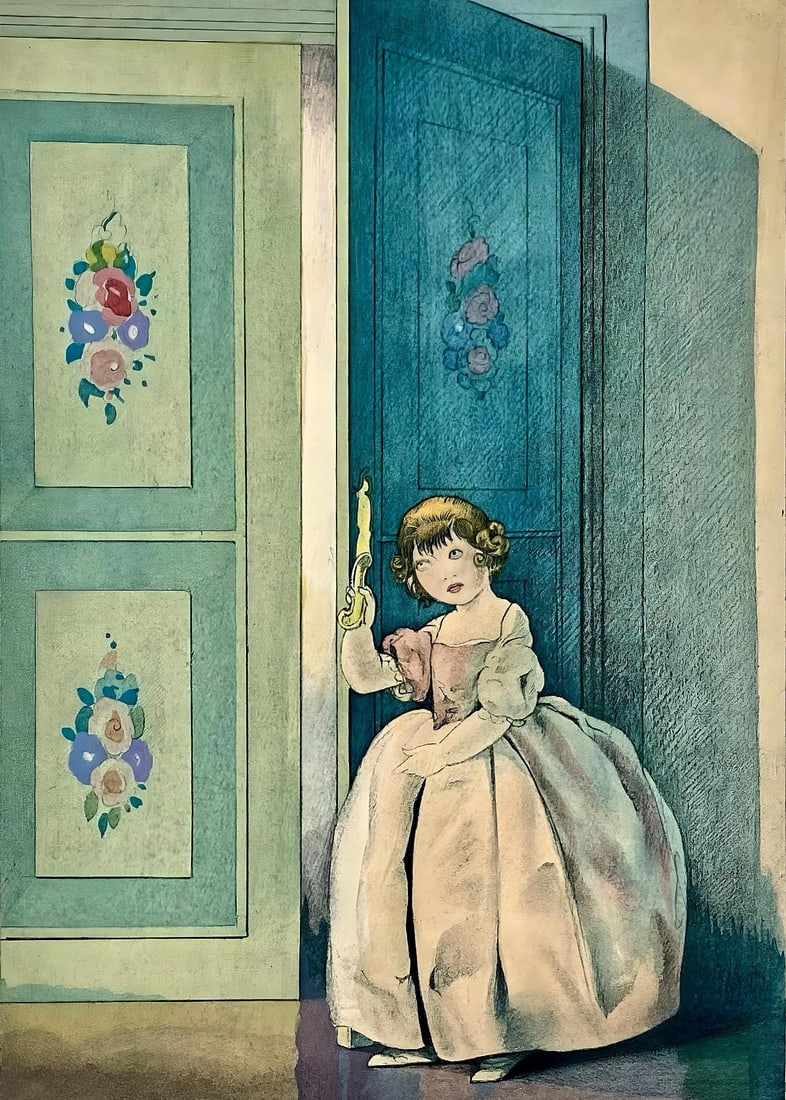 Umberto Brunelleschi, Composition, La Lecon d'amour dans un parc, Limited Edition Lithograph: Lithograph and stencil on velin d'Arches paper. Paper size: 13.11 x 10.039 inches. Excellent condition. Unsigned and unnumbered, as issued. Notes: From the volume, La Lecon d'amour dans un parc, 1933.