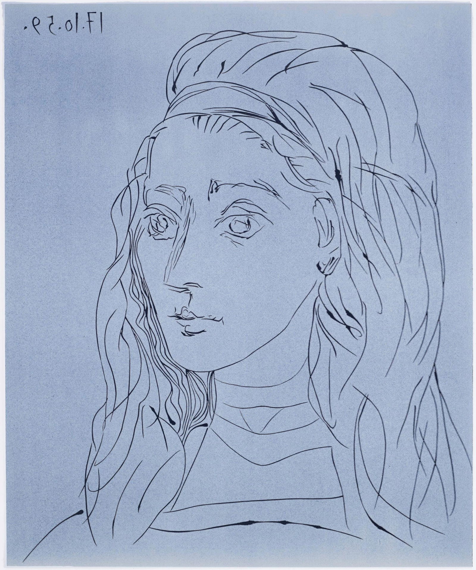 Pablo Picasso, Portrait de Jacqueline (Orozco 214), Grabados al linoleo, Limited Edition Linocut: Linocut on velin paper. Paper Size: 12.5 x 14.5 inches; image size: 10.5 x 8.75 inches. Inscription: Unsigned and unnumbered, as issued. Catalogue raisonne reference: Orozco, M. (2018). Picasso. 70 ye