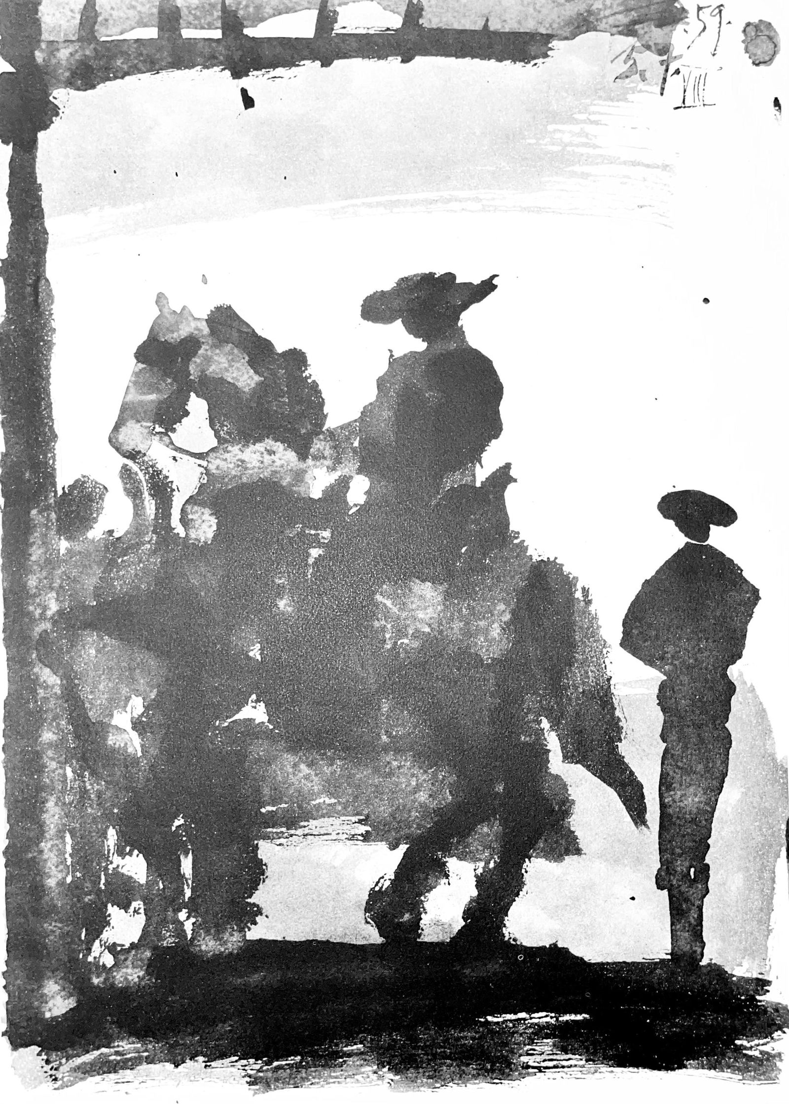 Pablo Picasso, Composition (Bloch 1276; Czwiklitzer 23), Toros y Toreros, Limited Edition Lithograph: Heliogravure on velin paper. Paper Size: 14.75 x 10.5 inches. Inscription: Unsigned and unnumbered, as issued. Notes: From the album, Pablo Picasso, Toros y toreros, 1961. Published by Les Editions