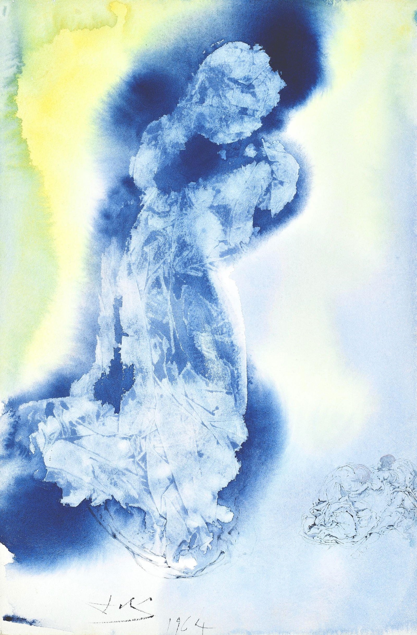 Salvador Dali, Composition (Michler/Lopsinger 1600; Field 69-3), Biblia Sacra, Limited Edition: Lithograph in colors on velin Fabriano charta ex meris pannis "ab alveo" manu fabricata, perlucidis figuris intexta paper. Paper size: 19 x 13.75 inches. Inscription: Signed in the plate and unnumbere