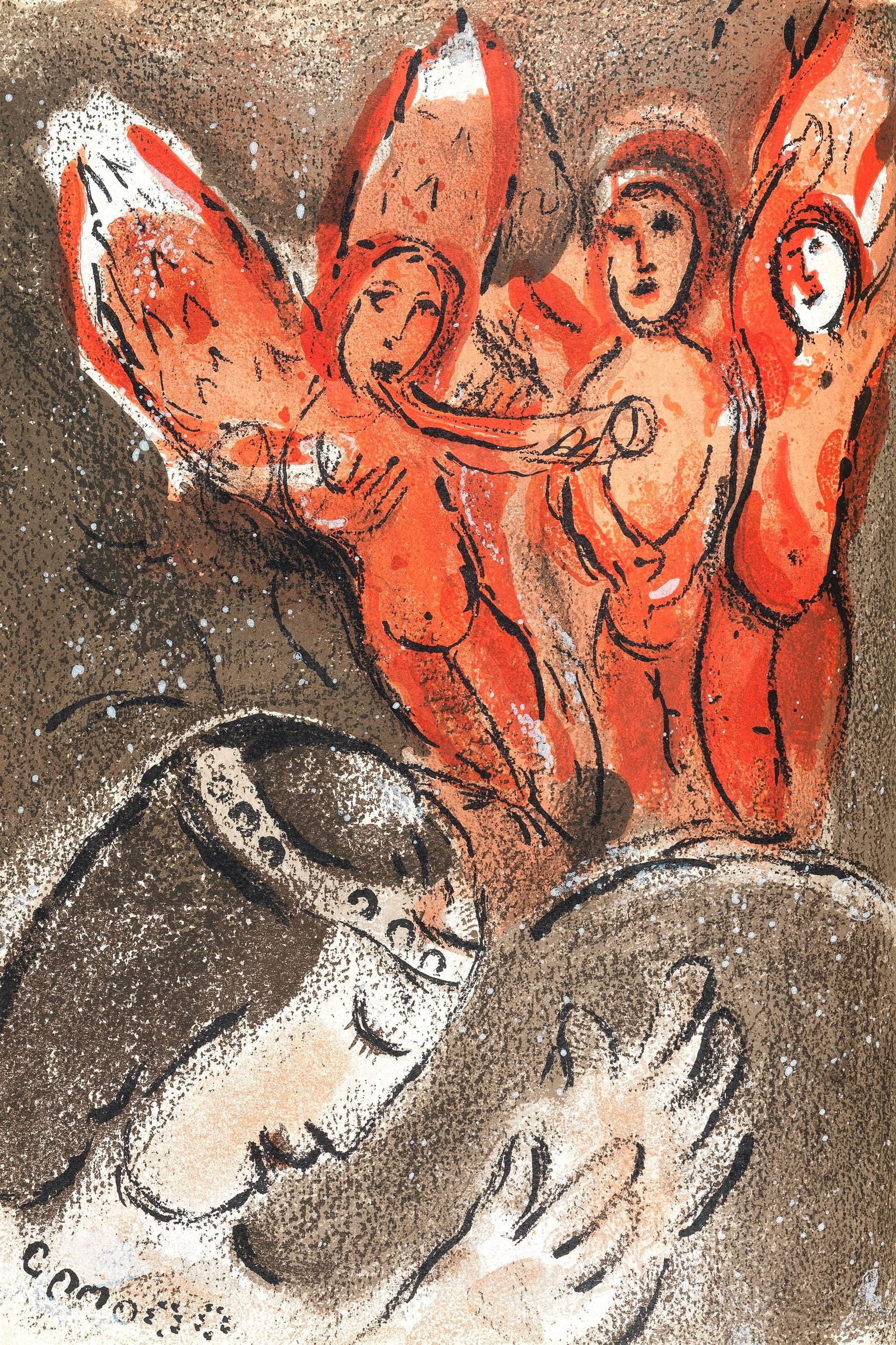 Marc Chagall, Sara et les Anges (Mourlot 117-46; Cramer 25), Dessins Pour La Bible, Verve, Revue, (1 of 4)