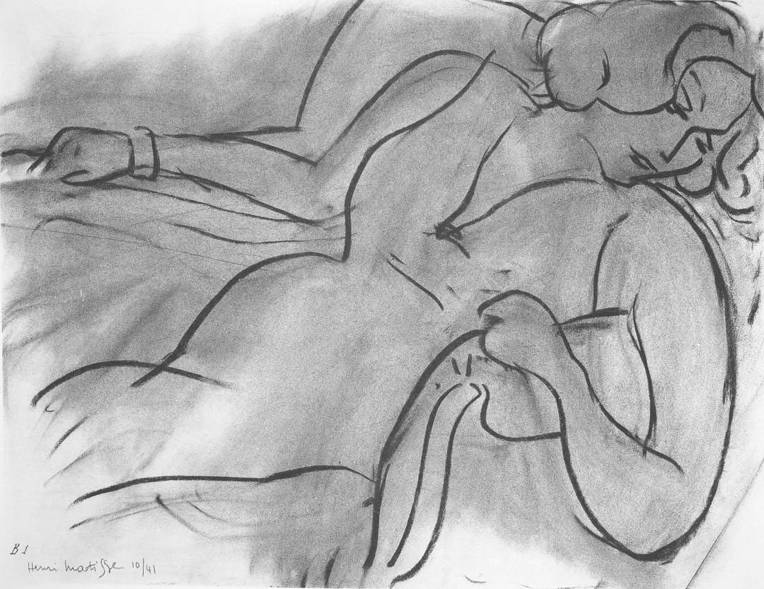 Henri Matisse, Serie B, var. 1 (Duthuit 9), Henri Matisse, Dessins, Themes et variations, Limited: Lithograph on velin pur fil paper. Inscription: Signed in the plate and unnumbered, as issued. Paper Size: 9.625 x 12.875 inches. Catalogue raisonne references: Matisse, Henri, et al. Henri Matisse: C