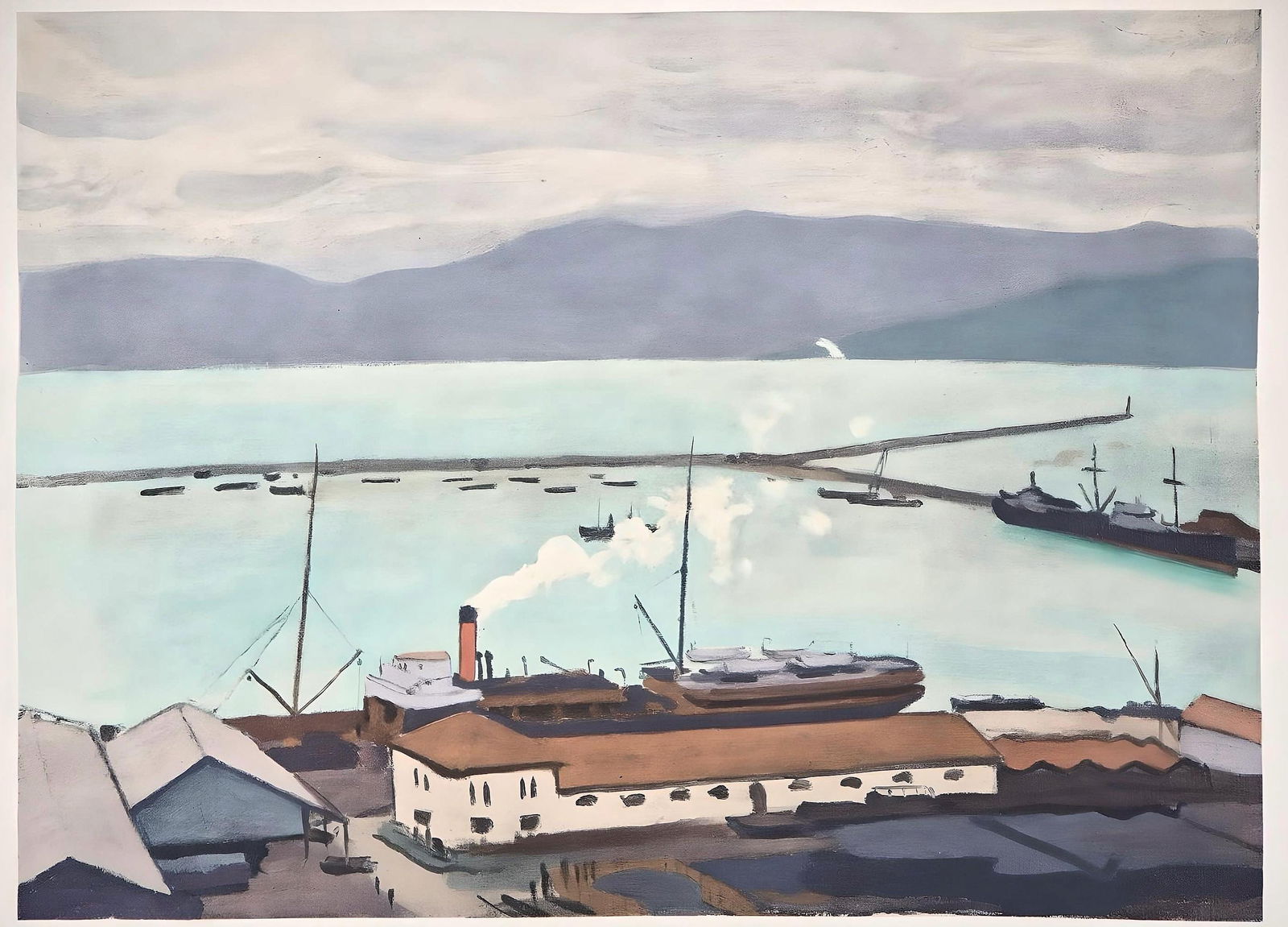 Albert Marquet, Composition, Presence de Marquet, Limited Edition Lithograph: Lithograph on velin d'Arches paper. Unsigned and unnumbered, as issued. Paper Size: 13.18 x 20.10 inches. Excellent condition, with centerfold, as issued. Notes: From the album, Presence de Marquet, 1