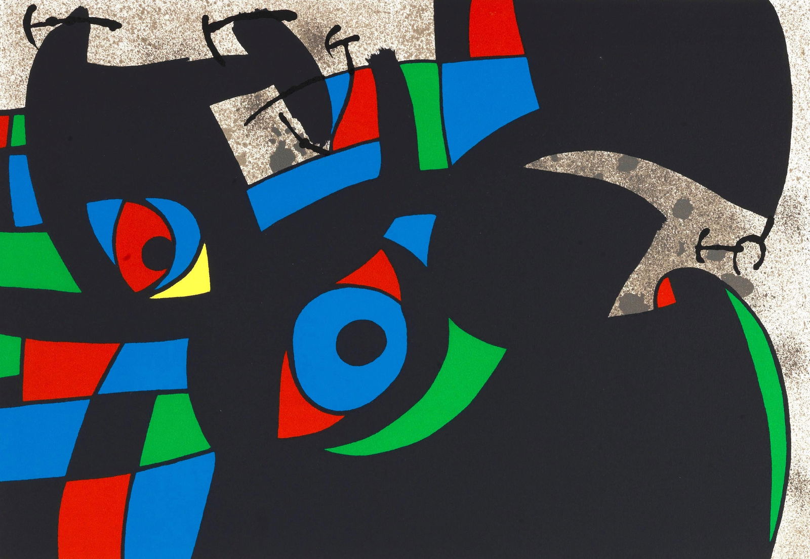 Joan Miro, Composition (Mourlot 803; Cramer 148), Le Lezard aux Plumes d'Or, Limited Edition: Lithograph on velin de Rives. Paper Size: 16.125 x 22 inches. Inscription: Hand signed and numbered, as issued. Catalogue raisonne references: Cramer, Patrick, and Joan Miro. Joan Miro, Catalogue Rais