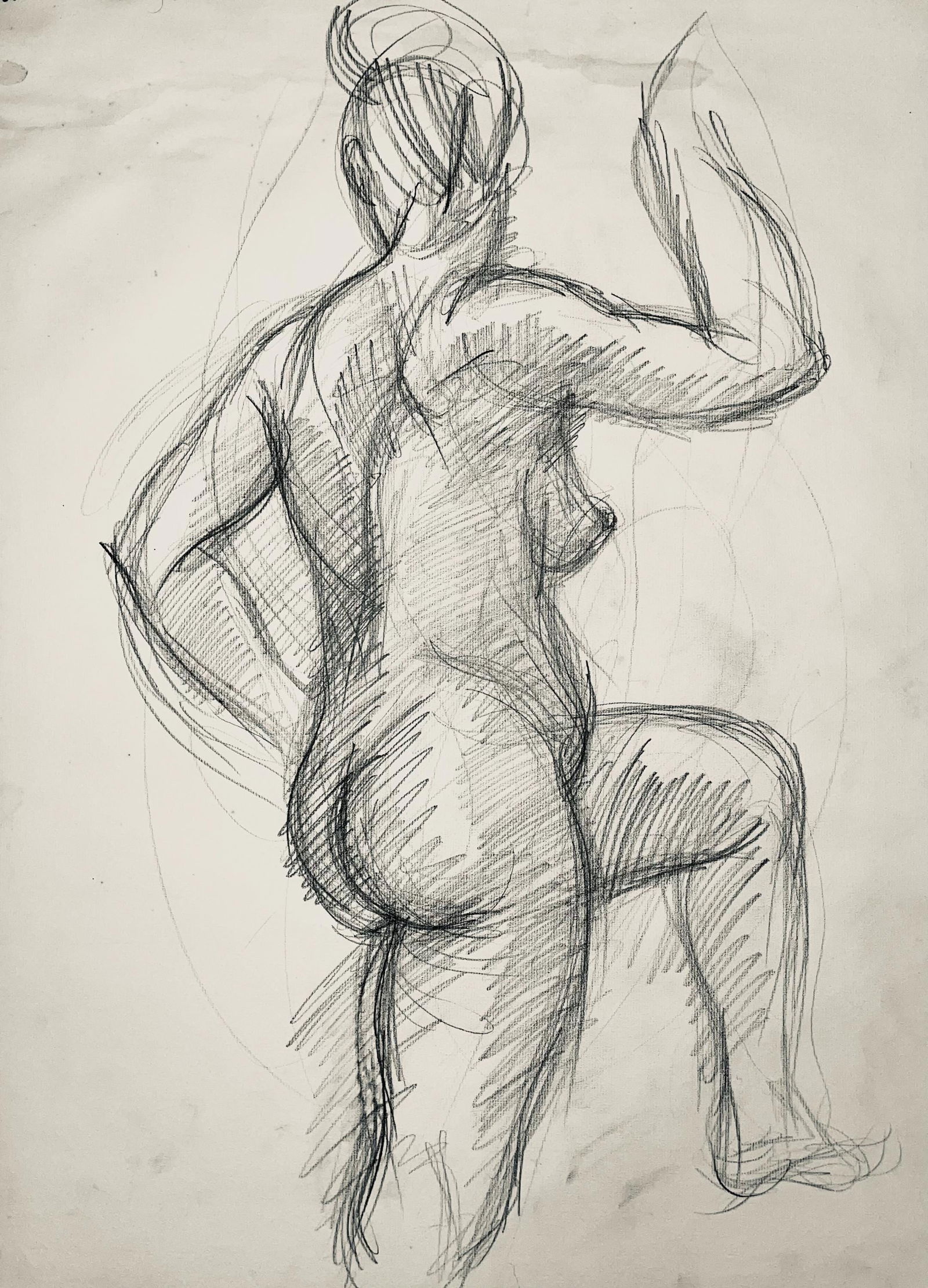 Ian Hornak, Renaissance Female Nude Figure Study, 1963, Original Drawing: Charcoal on velin paper, circa 1963. Paper Size: 23 x 18 inches. Good condition, consistent with age. Inscription: Unsigned, Estate stamped, verso. Provenance: Estate of Ian Hornak, East Hampton.