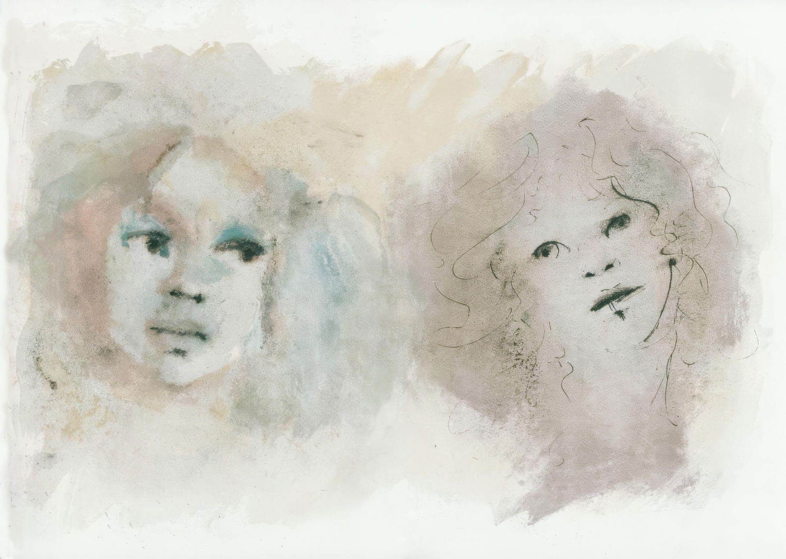 Leonor Fini, Composition, Parallelement, Limited Edition Lithograph, 1969: Lithograph on grand velin d'Arches paper. Paper size: 15.94 x 23.22 inches. Inscription: Unsigned and unnumbered, as issued. Condition: Very good/excellent, consistent with age, with centerfold, as