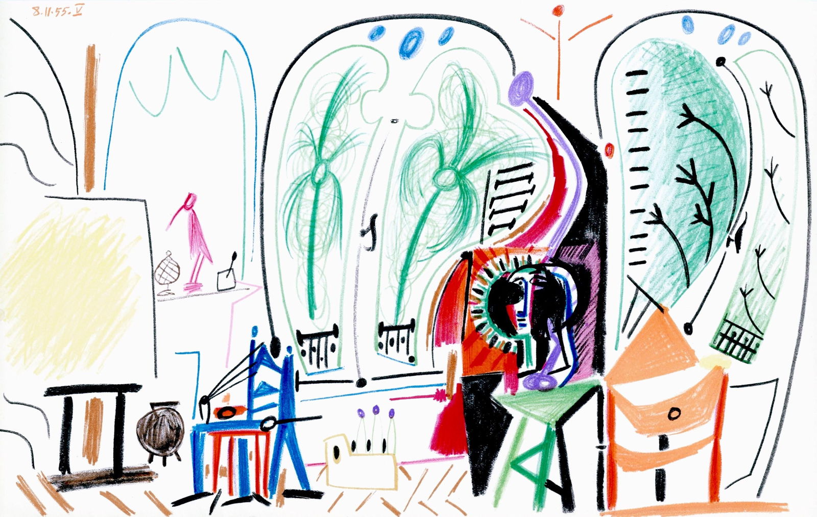 Pablo Picasso, Composition (Cramer 101), Carnet de la Californie, Limited Edition Collotype: Collotype on velin d'Arches paper. Paper size: 10.375 x 16.5 inches. Inscription: Unsigned and unnumbered, as issued. Catalogue raisonne reference: Goeppert, Sebastian, et al. Pablo Picasso, the