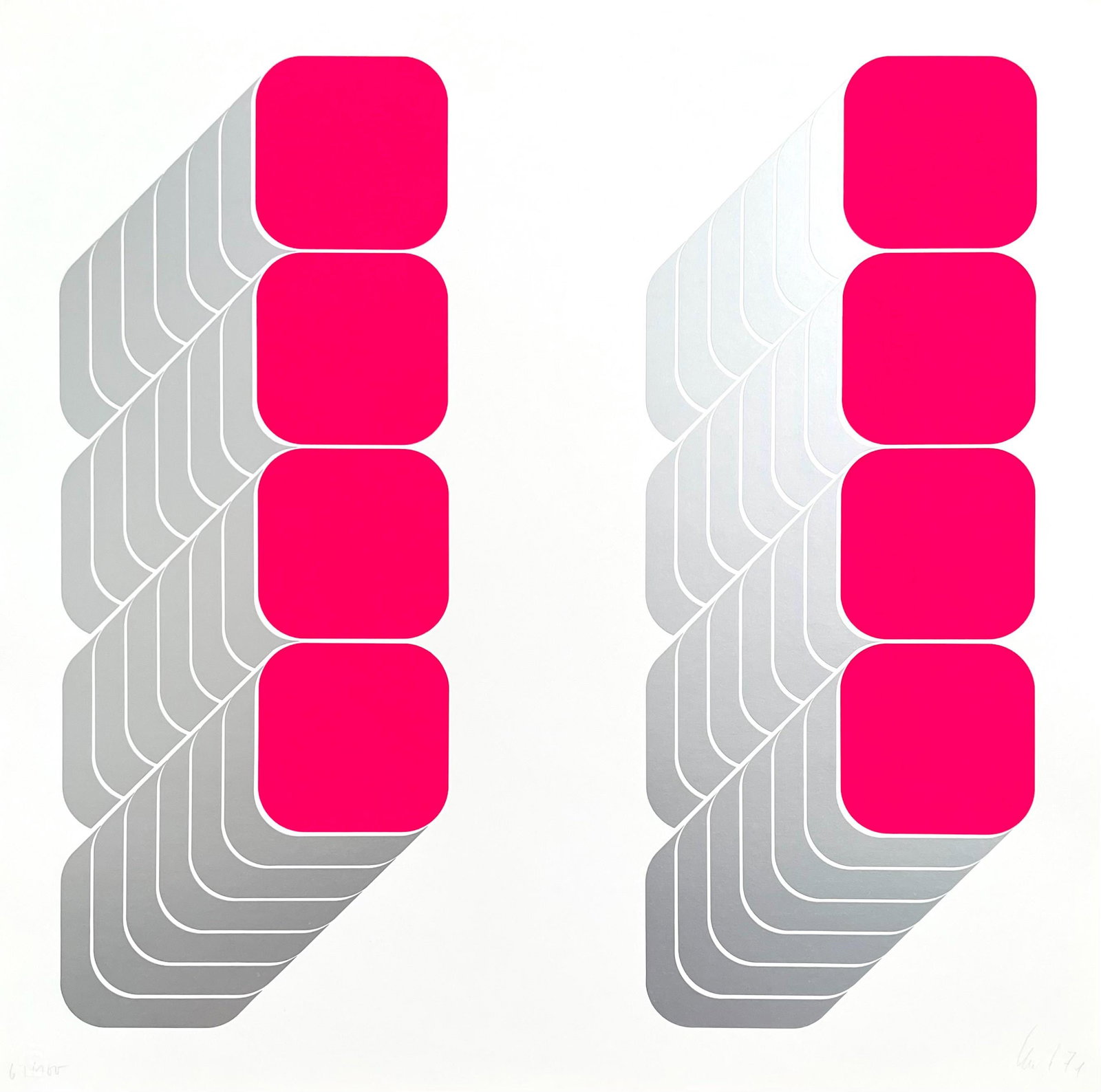 Kaspar Thomas Lenk, Lenk Series C, Limited Edition Silkscreen: Silkscreen, metallic ink in colors on velin paper. Paper size: 26.5 x 26.5 inches. Excellent condition. Inscription: Hand signed and numbered, as issued. Notes: Published by London Arts Inc.,