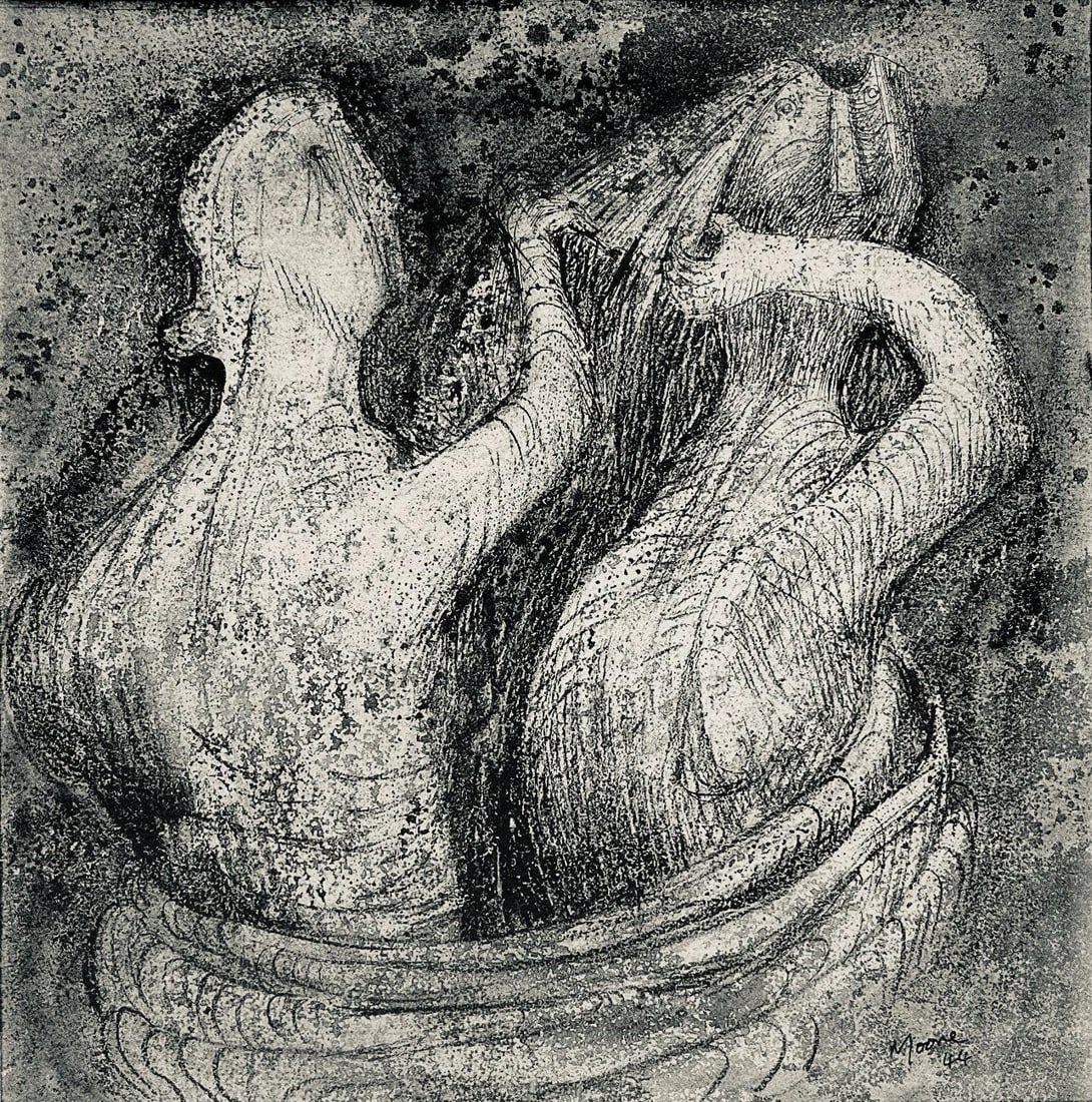 Henry Moore, Hair Combing, The Drawings of Henry Moore, Limited Edition Lithograph: Lithograph on velin paper. Paper size: 13.5 x 12.5 inches. Excellent condition. Unsigned and unnumbered, as issued. Notes: From the folio, The Drawings of Henry Moore, 1946. Published by Curt