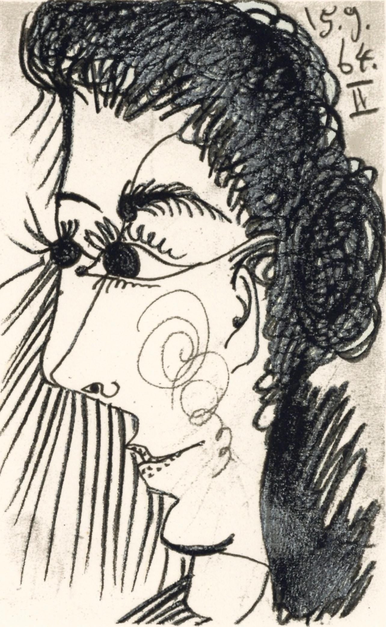 Pablo Picasso, 15.9.64. II (Cramer 148), Le Gout du Bonheur, Limited Edition Mixed Media Lithograph (1 of 4)