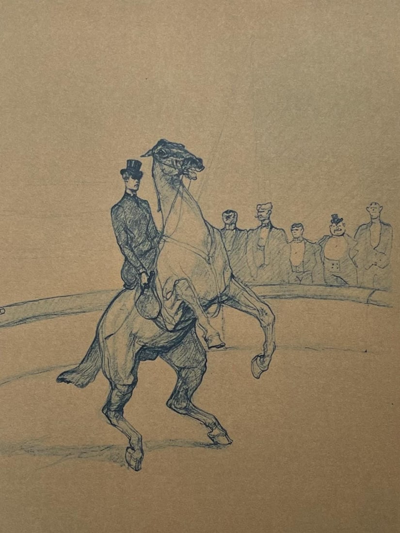 Henri de Toulouse-Lautrec, Haute Ecole Equestrienne: Pointage, Henri de Toulouse-Lautrec, At the: Lithograph on velin paper, archivally hinged on archival backing paper, as issued. Paper size: 17.32 x 14.17 inches. Excellent condition. Inscription: Unsigned and unnumbered, as issued. Notes: From t