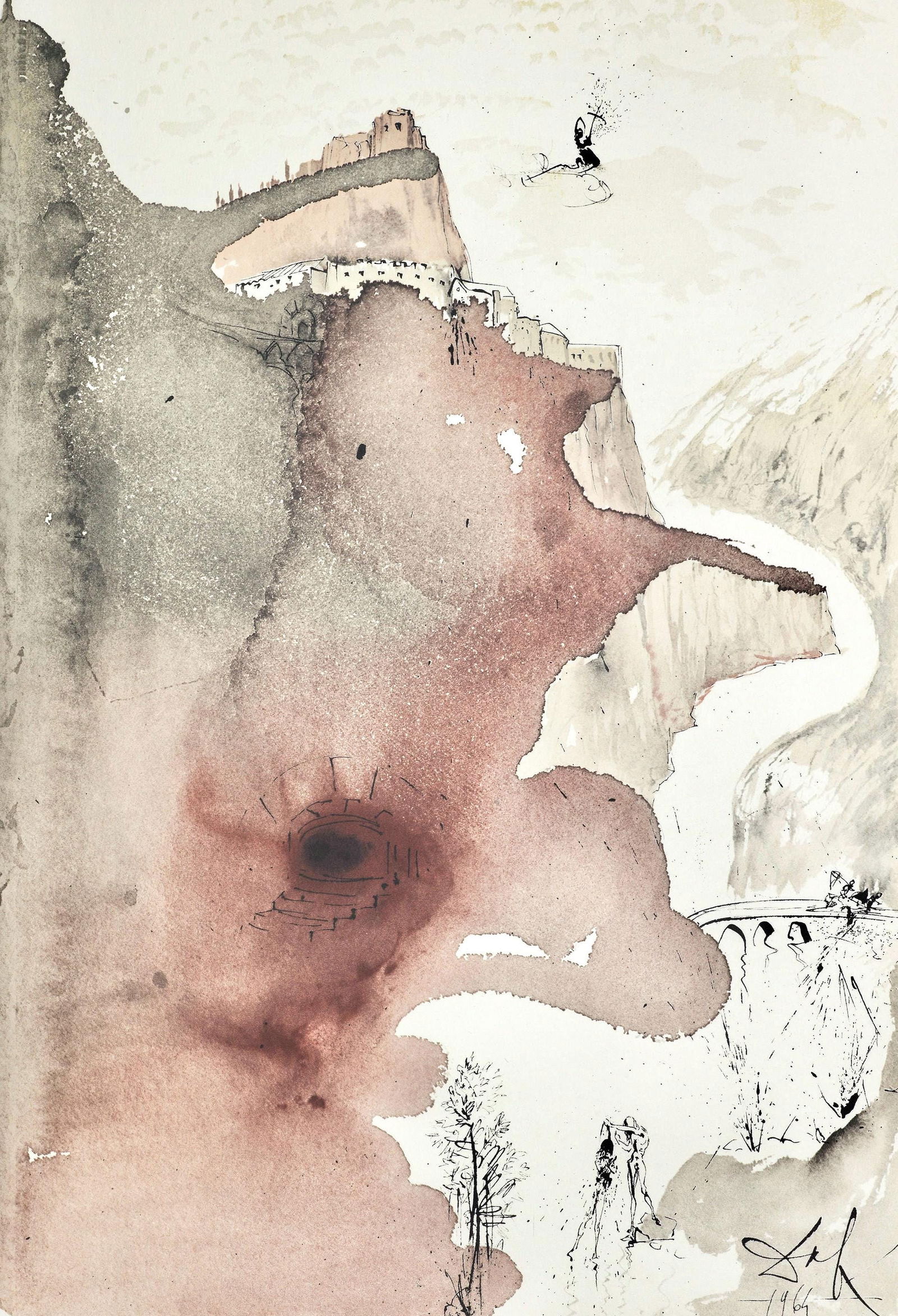 Salvador Dali, Composition (Michler/Lopsinger 1600; Field 69-3), Biblia Sacra, Limited Edition: Lithograph in colors on velin Fabriano charta ex meris pannis "ab alveo" manu fabricata, perlucidis figuris intexta paper. Paper size: 19 x 13.75 inches. Inscription: Signed in the plate and unnumbere