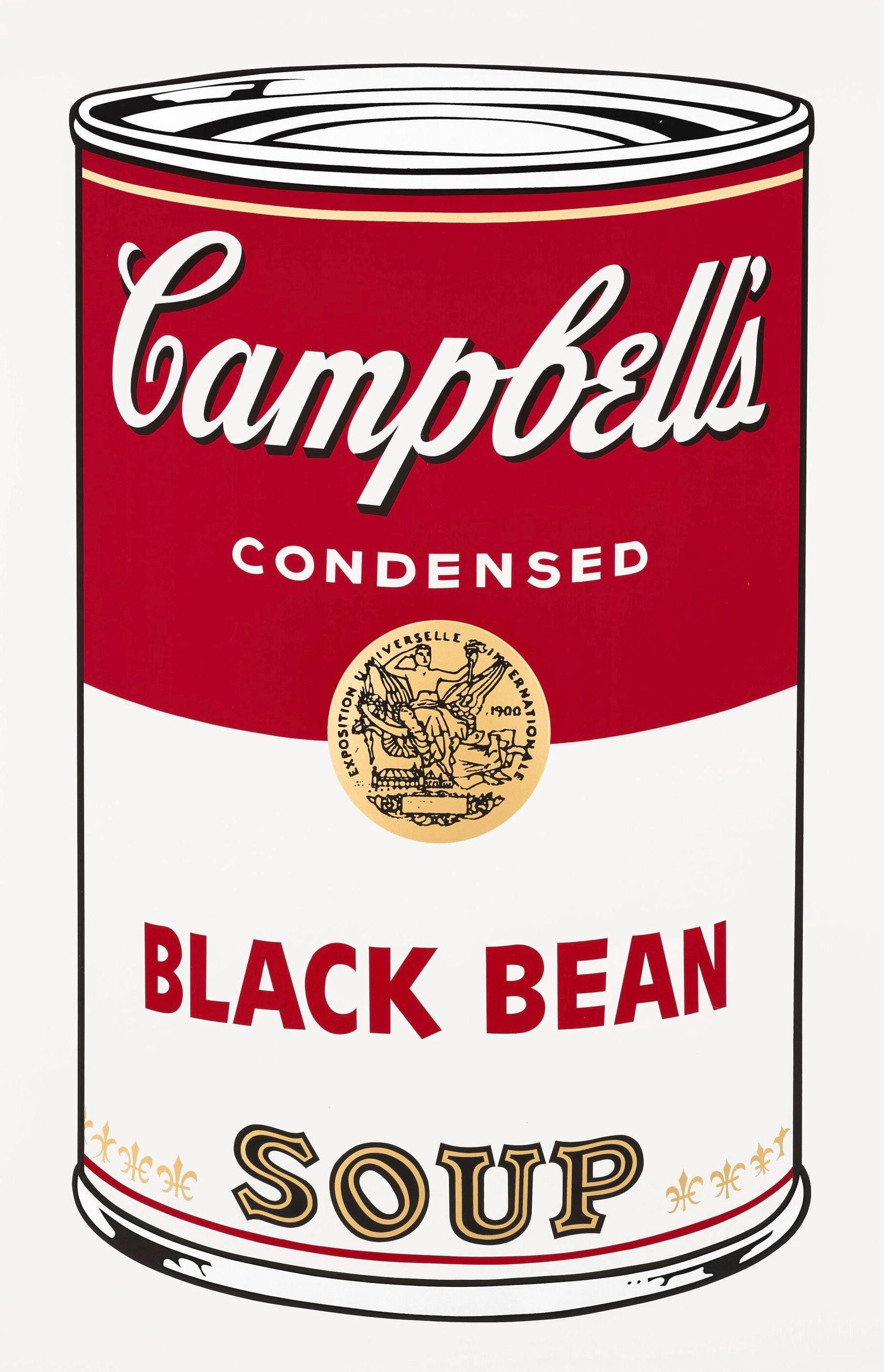 Andy Warhol, Campbell's Soup, Black Bean, Official Edition, Sunday B. Morning, Silkscreen: Official edition, Andy Warhol, Sunday B. Morning, silkscreen on museum board. Paper Size: 35 x 23 inches. Excellent condition. Inscription: "published by Sunday B. Morning", and "fill in your own sign
